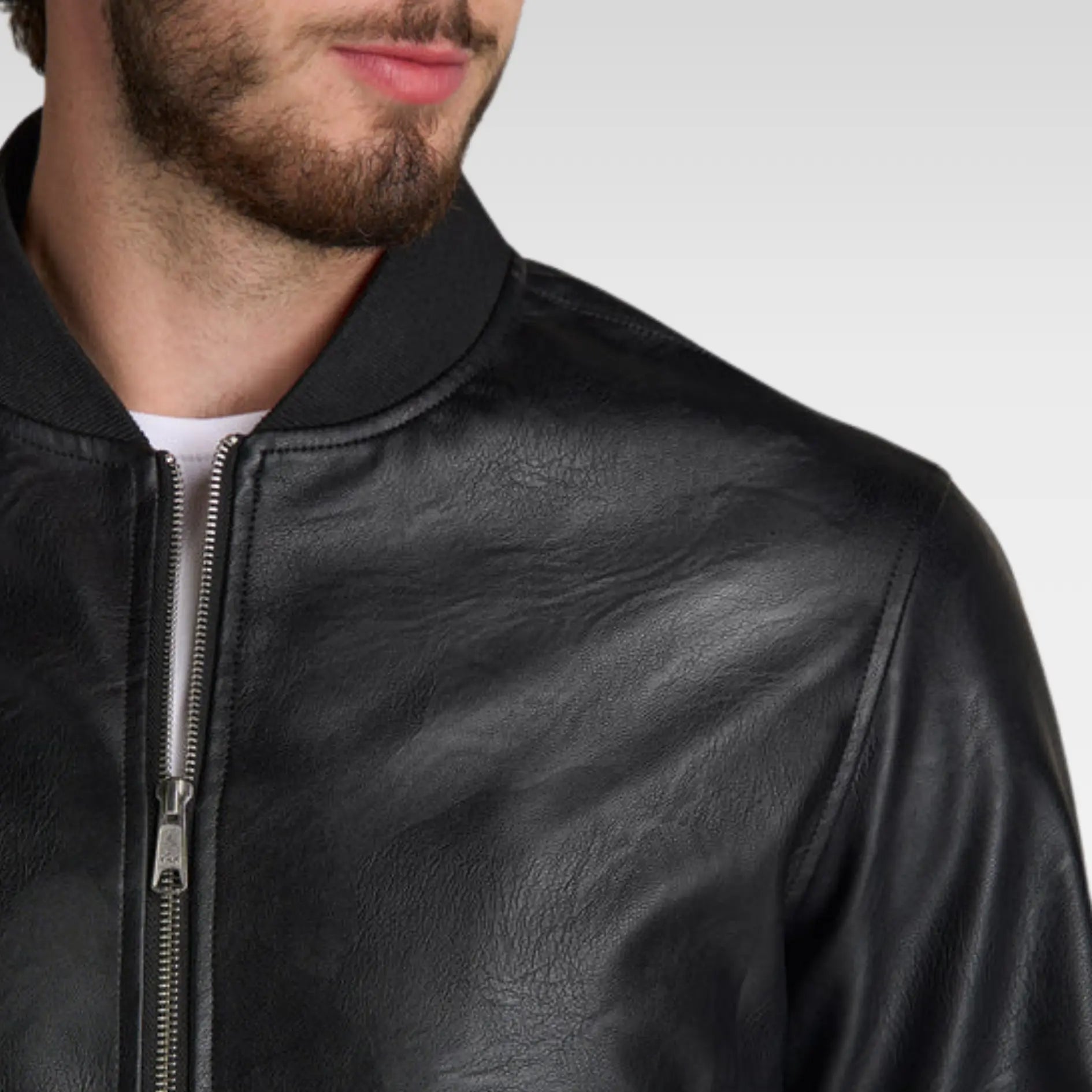 Faux Leather Bomber Jacket