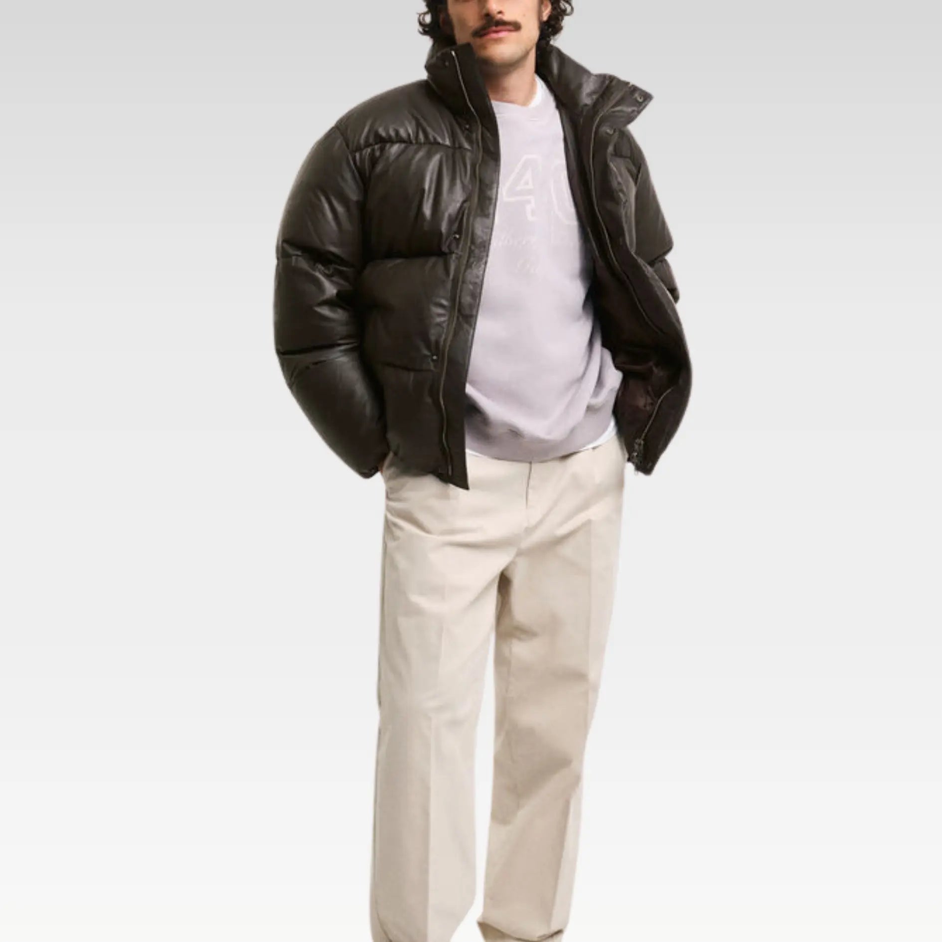 Ardin Lamb Leather Puffer Jacket