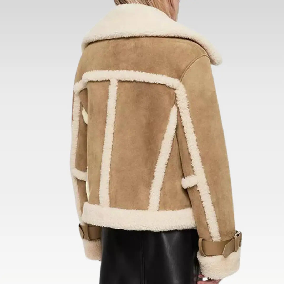 Jessica Brown Suede Leather Jacket