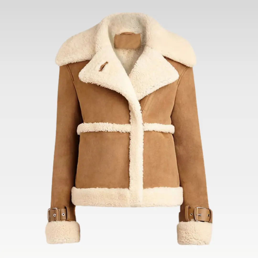 Jessica Brown Suede Leather Jacket
