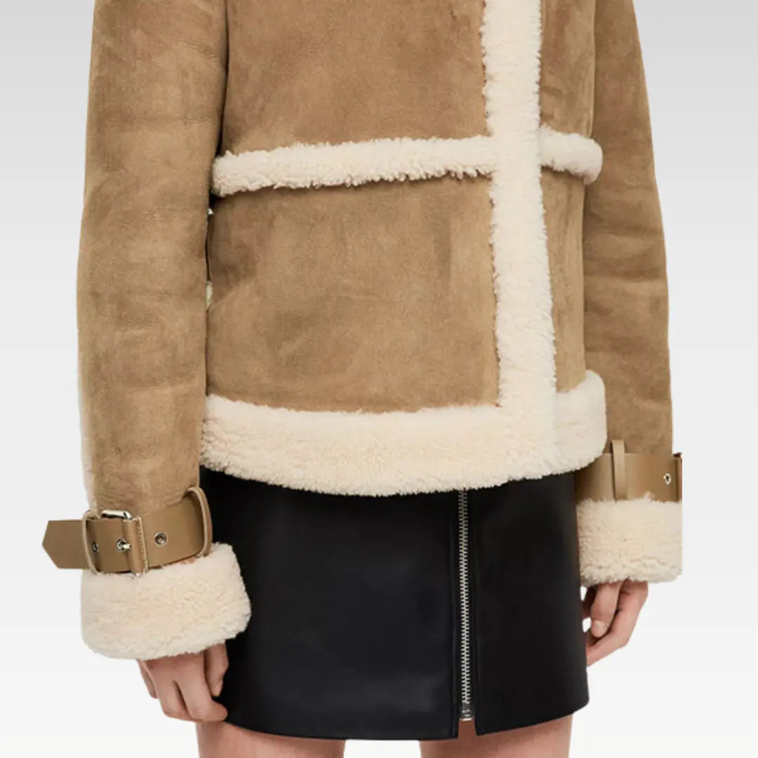 Jessica Brown Suede Leather Jacket