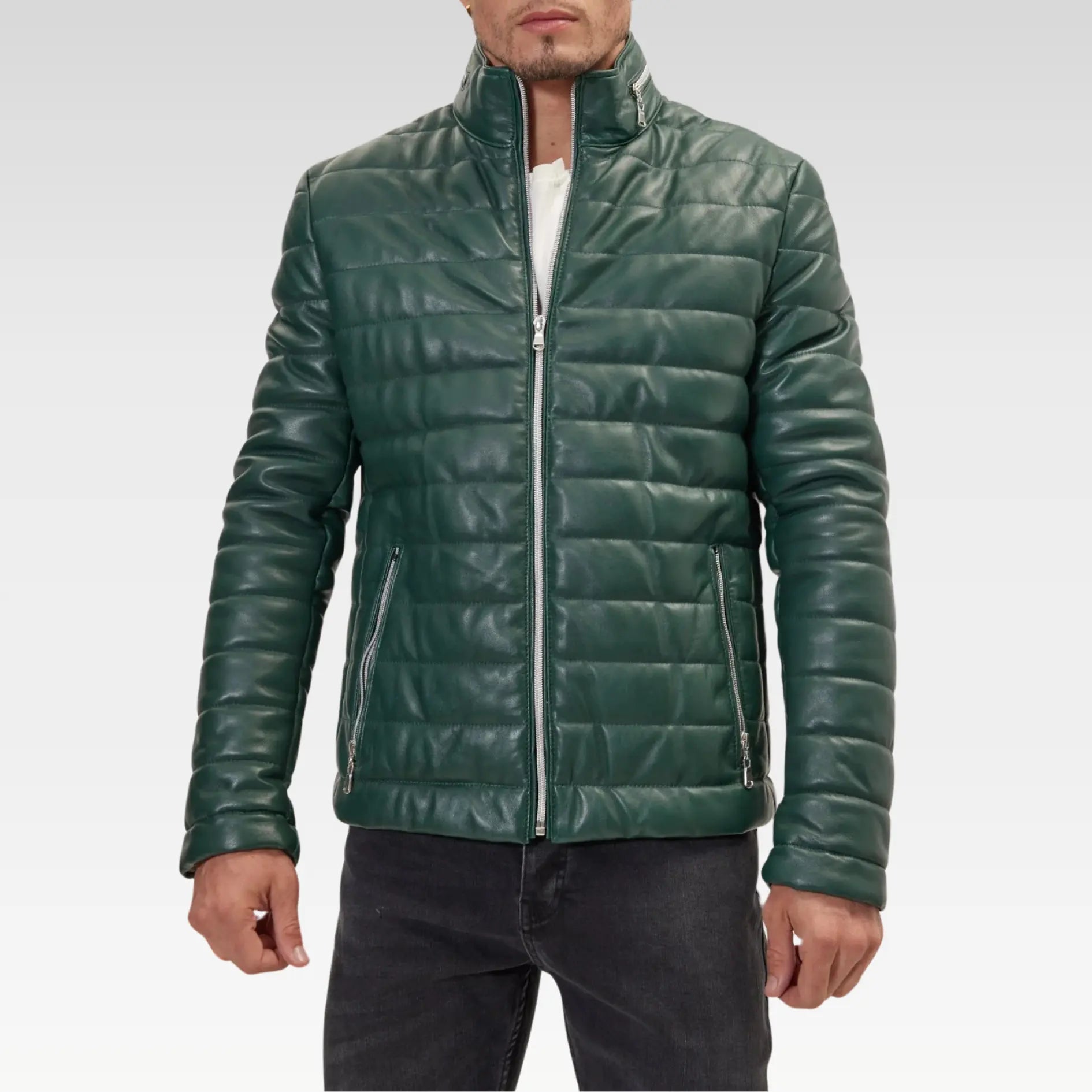 Lambskin Leather Puffer Jacket