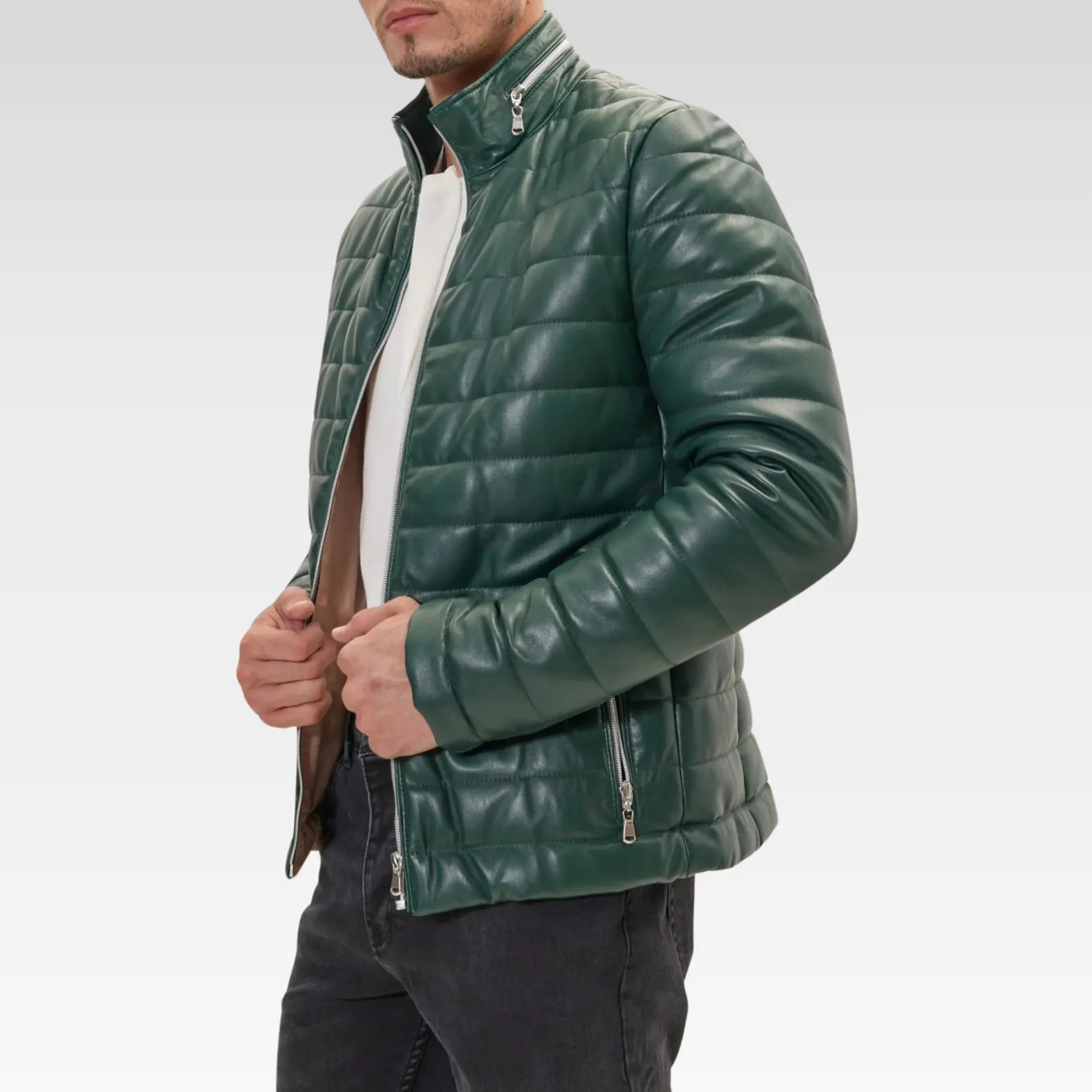 Lambskin Leather Puffer Jacket