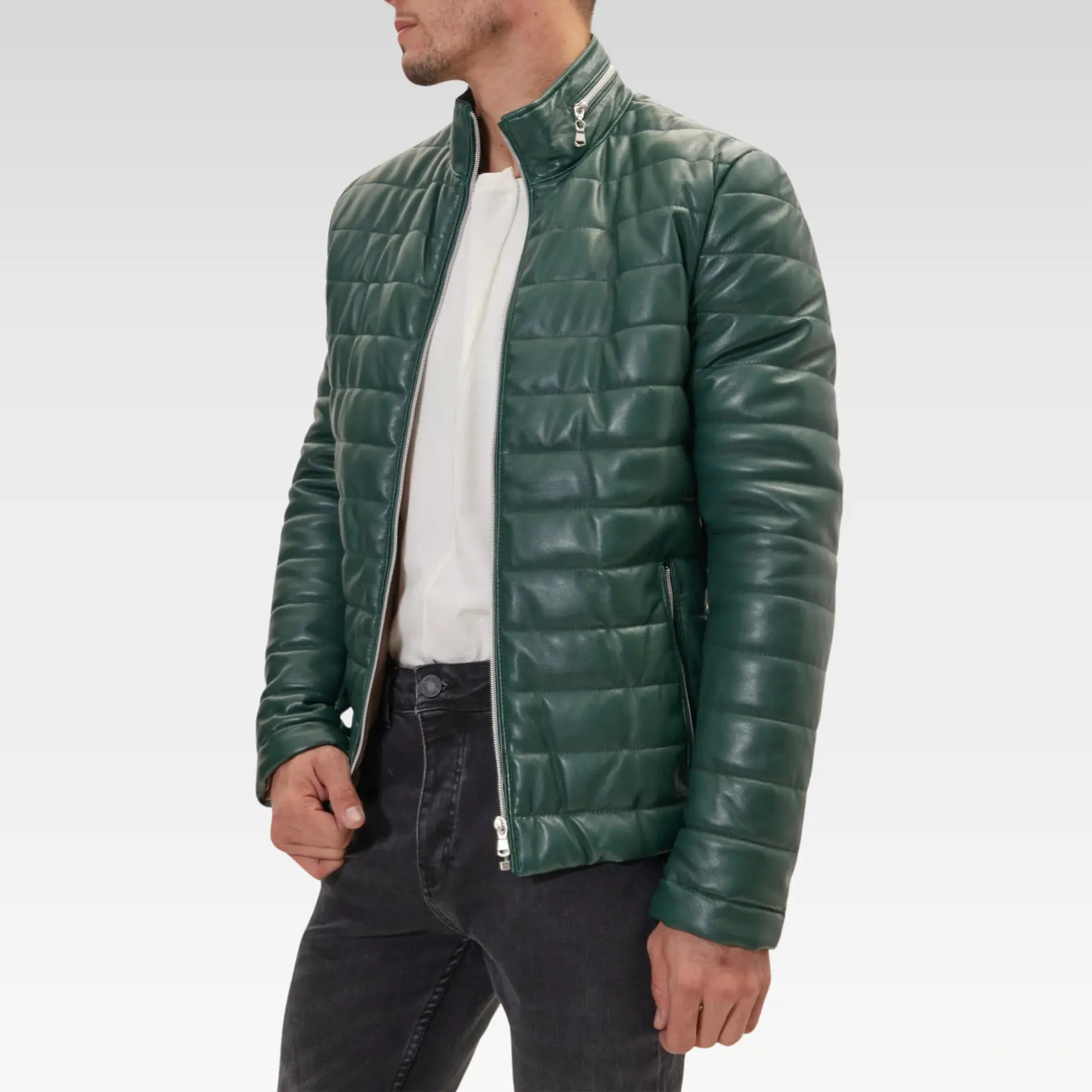 Lambskin Leather Puffer Jacket
