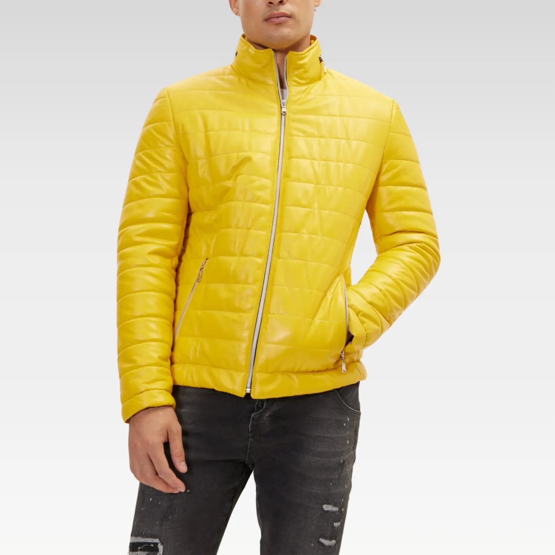 Lambskin Leather Puffer Jacket