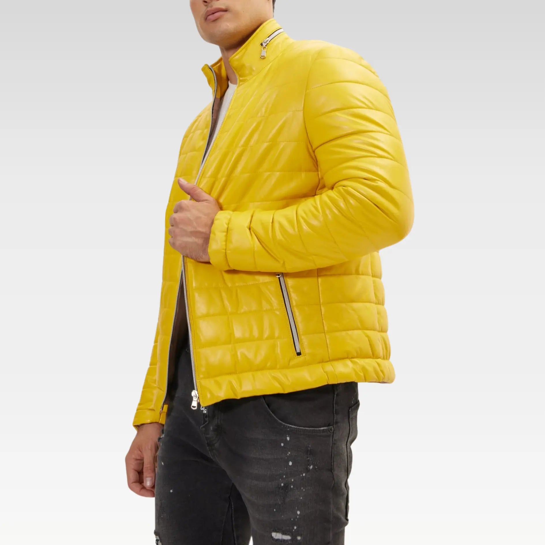 Lambskin Leather Puffer Jacket