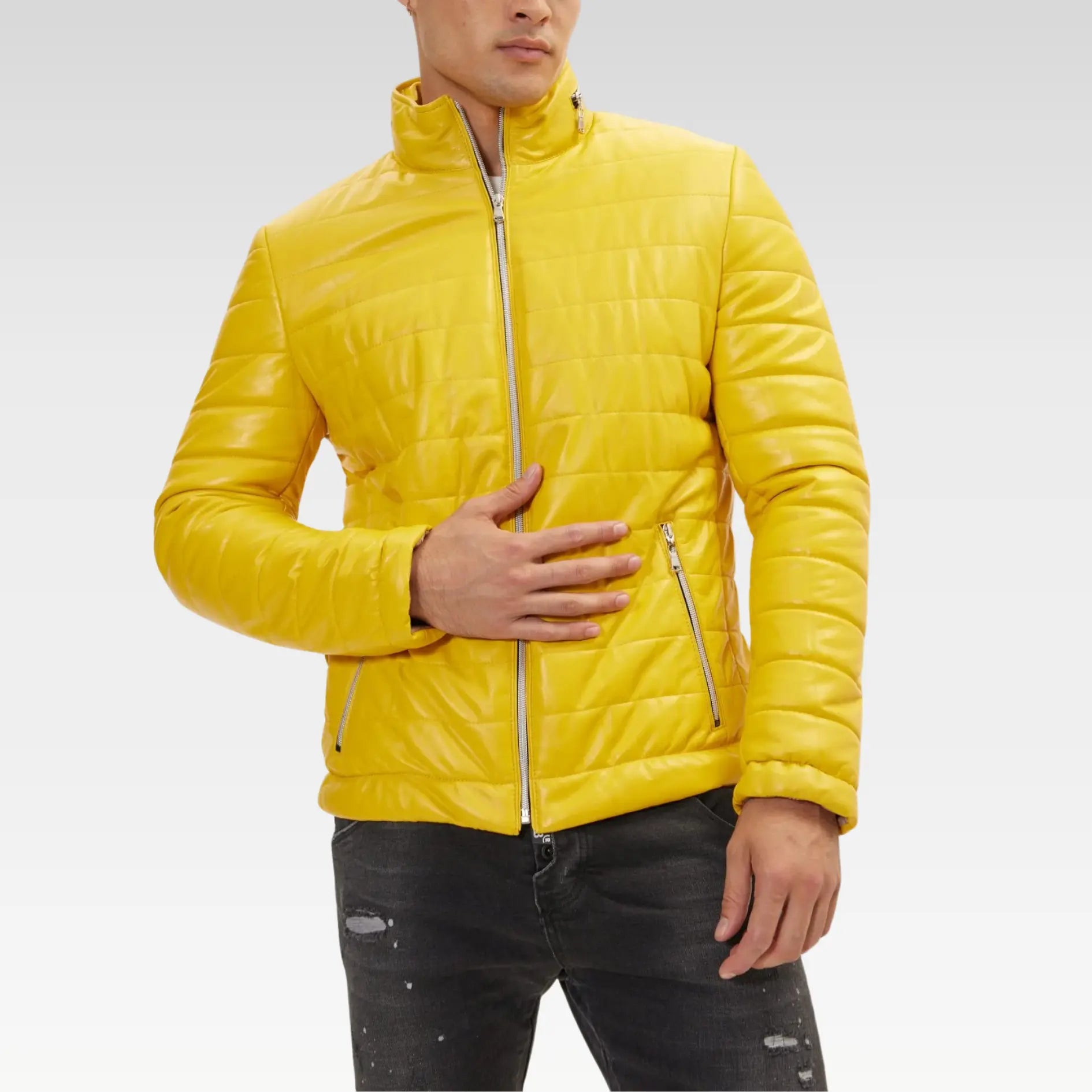 Lambskin Leather Puffer Jacket