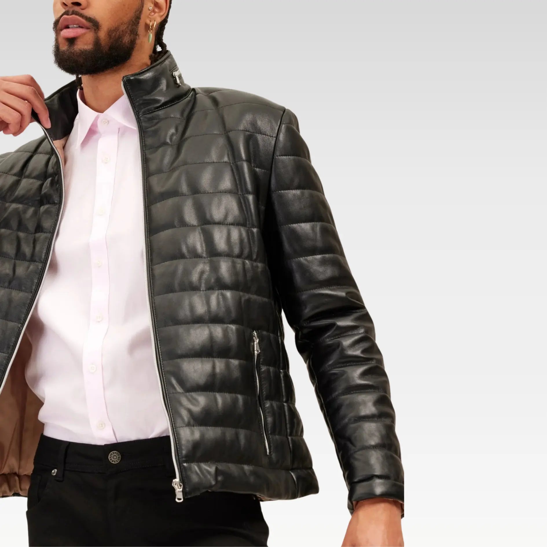 Lambskin Leather Puffer Jacket