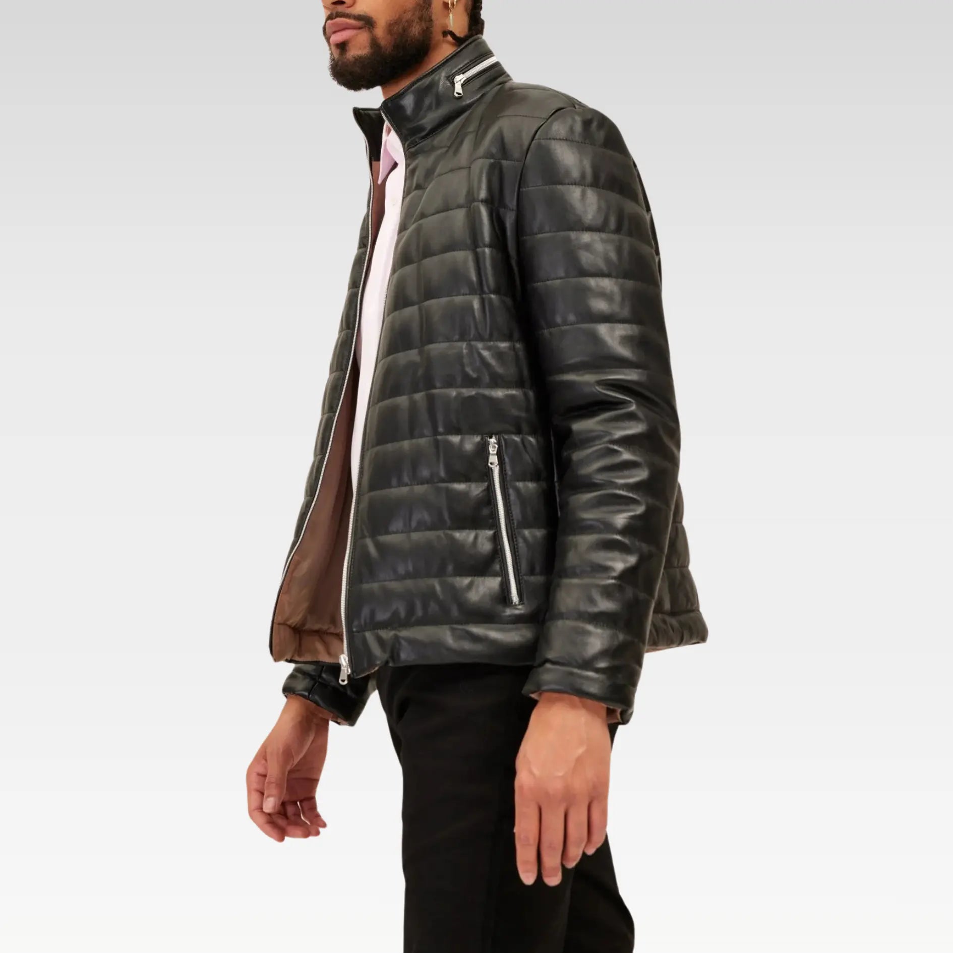 Lambskin Leather Puffer Jacket