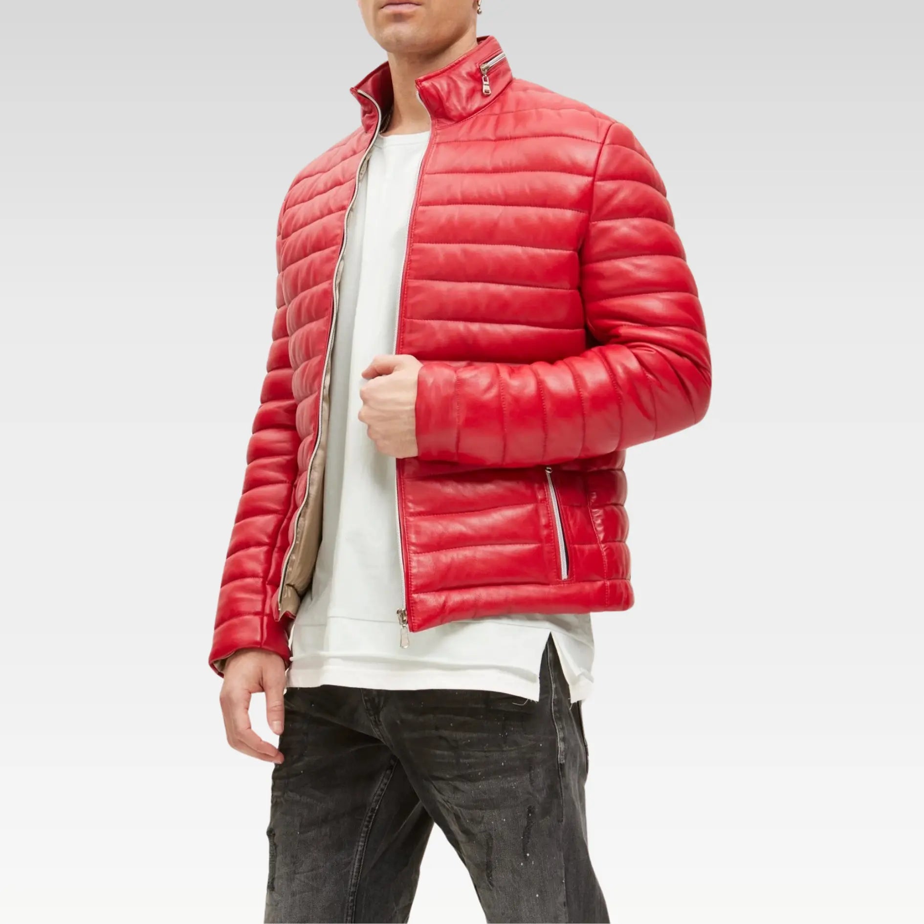 Lambskin Leather Puffer Jacket