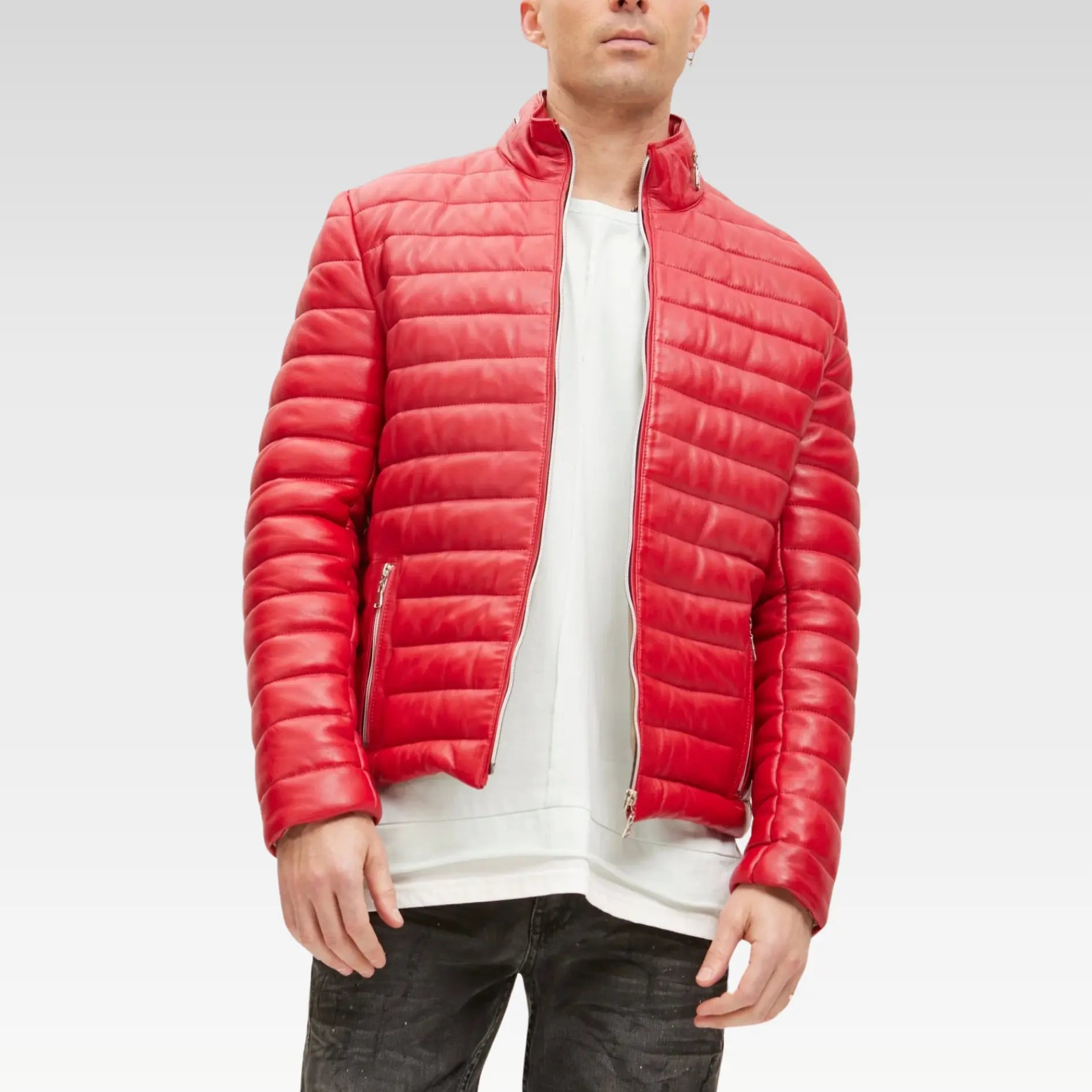 Lambskin Leather Puffer Jacket