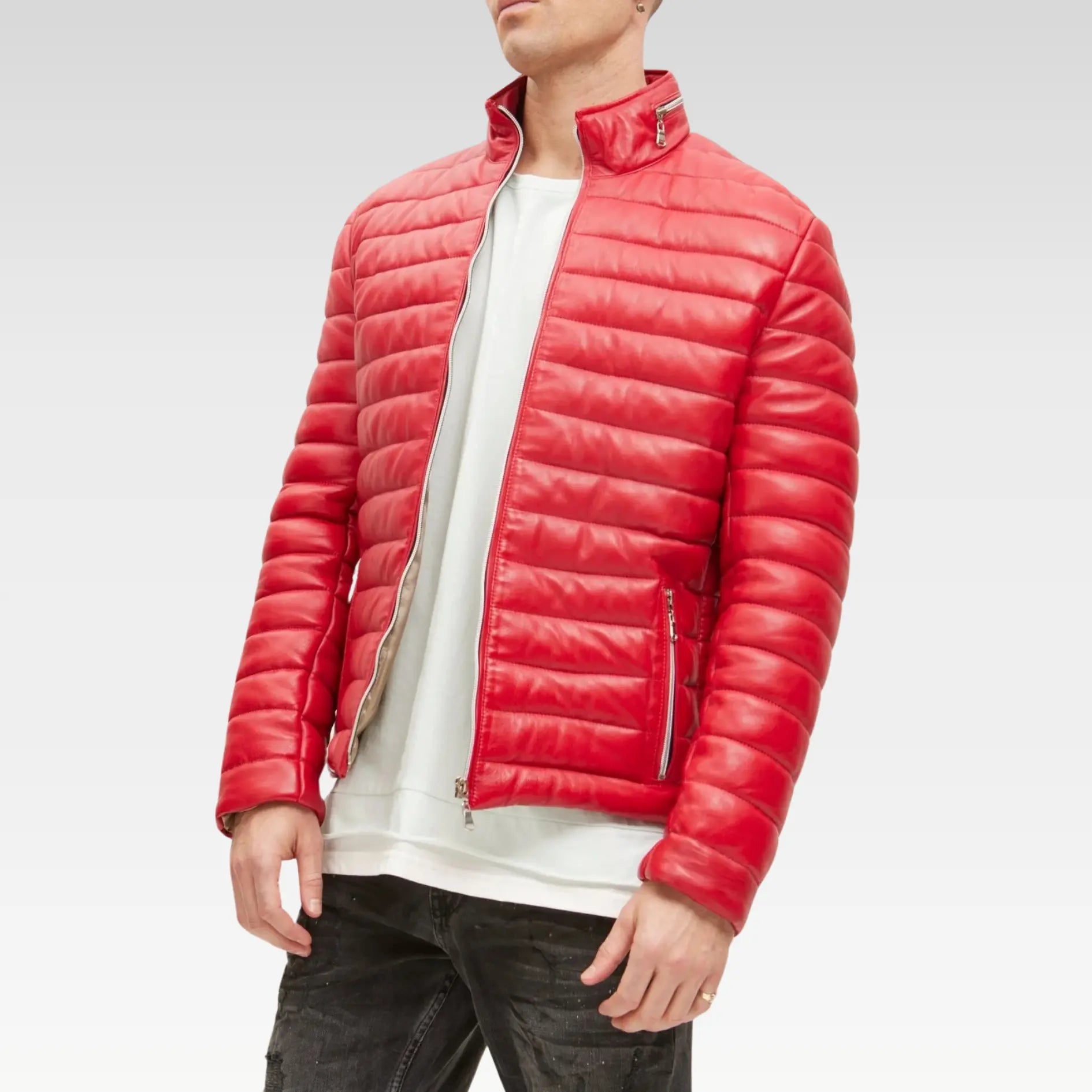 Lambskin Leather Puffer Jacket