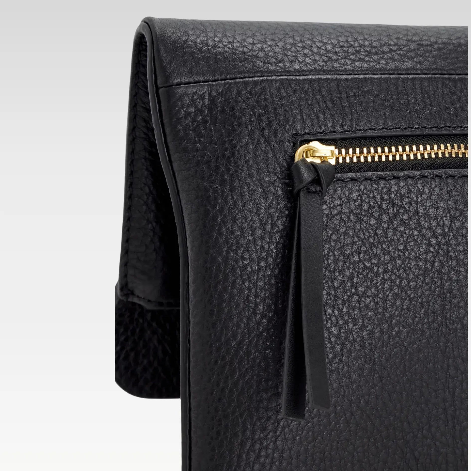 Leather Mistry Large Clutch Bag -  Black