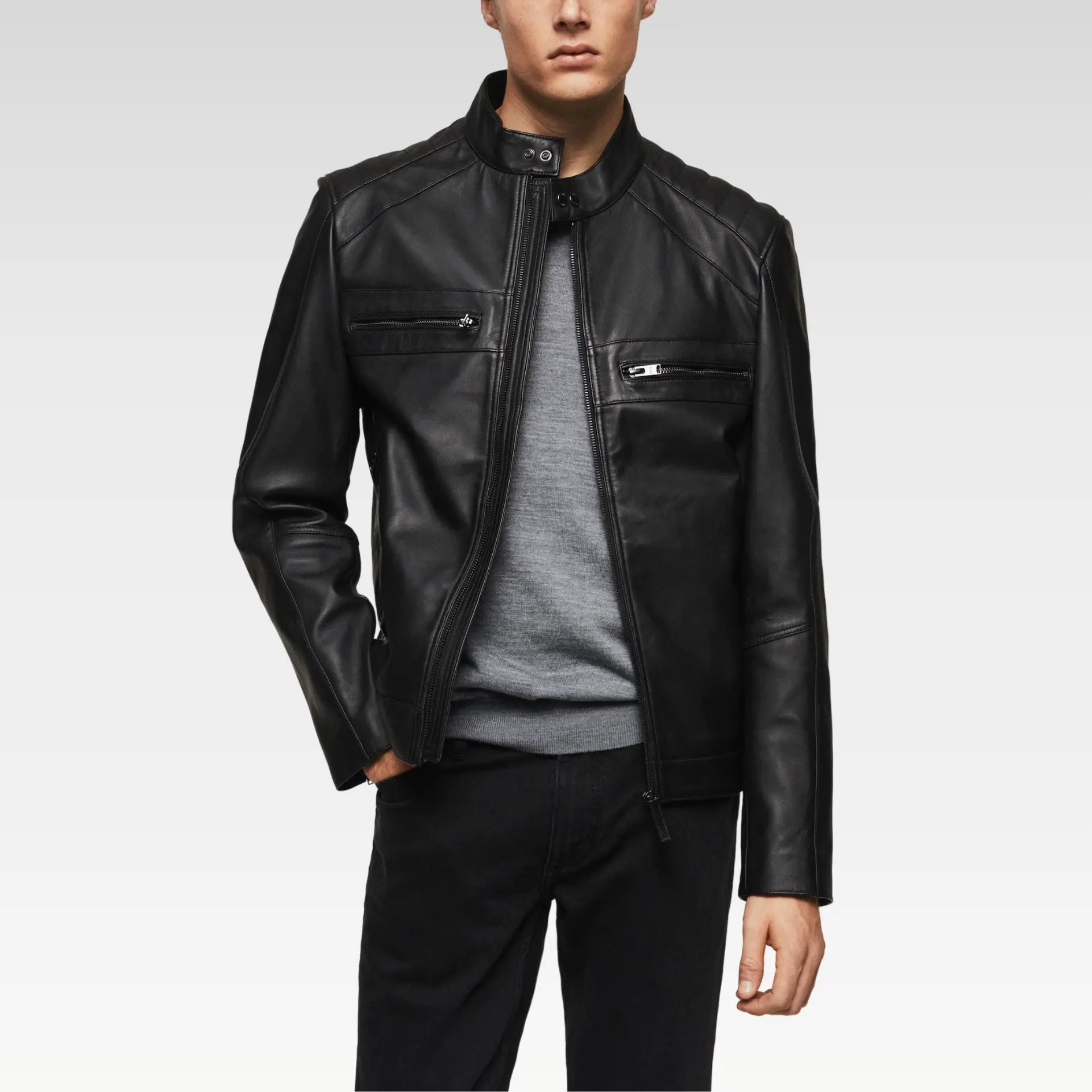 Bovshe Leather Biker Jacket