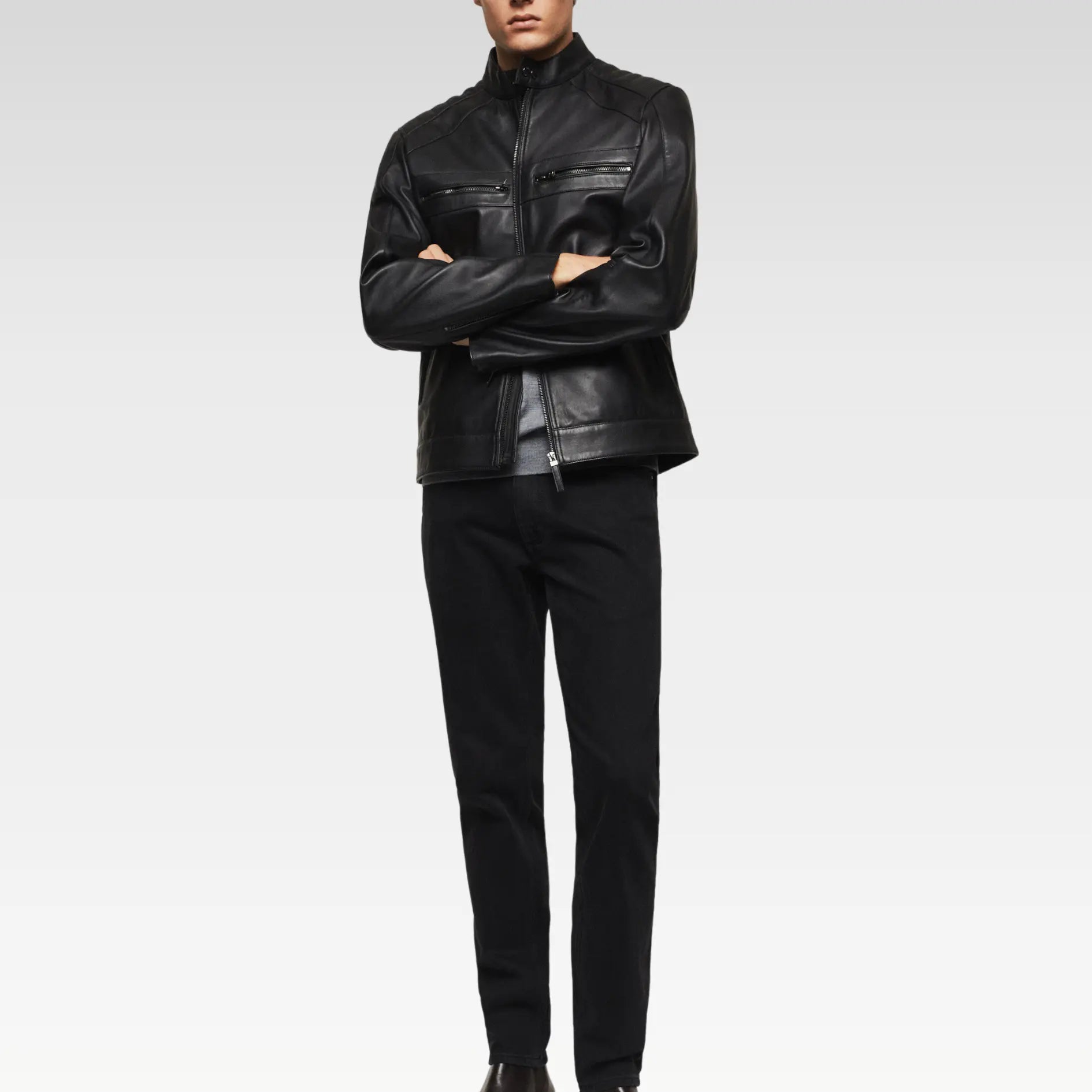 Bovshe Leather Biker Jacket