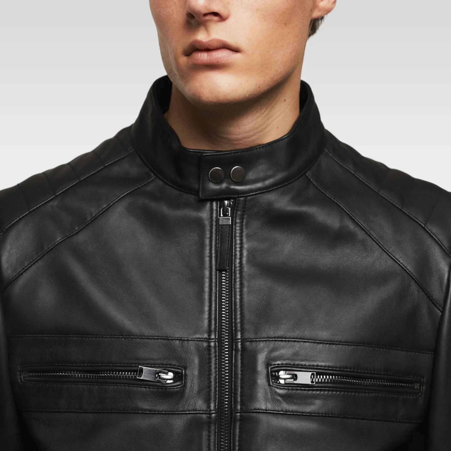 Bovshe Leather Biker Jacket