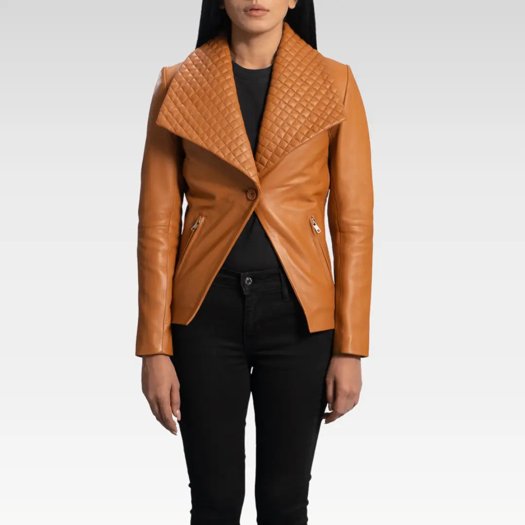 Lee Tan Brown Leather Blazer