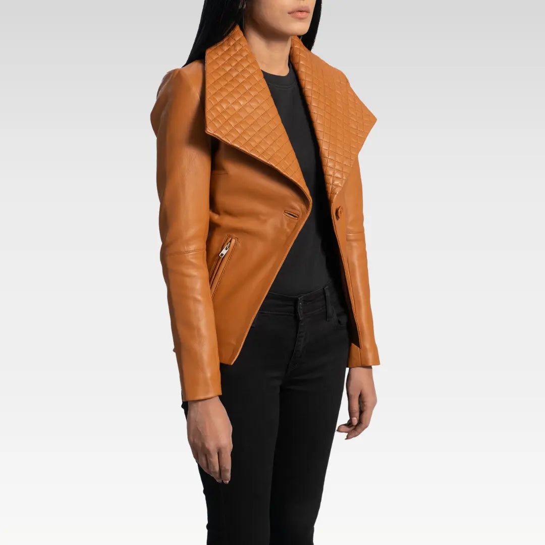 Lee Tan Brown Leather Blazer