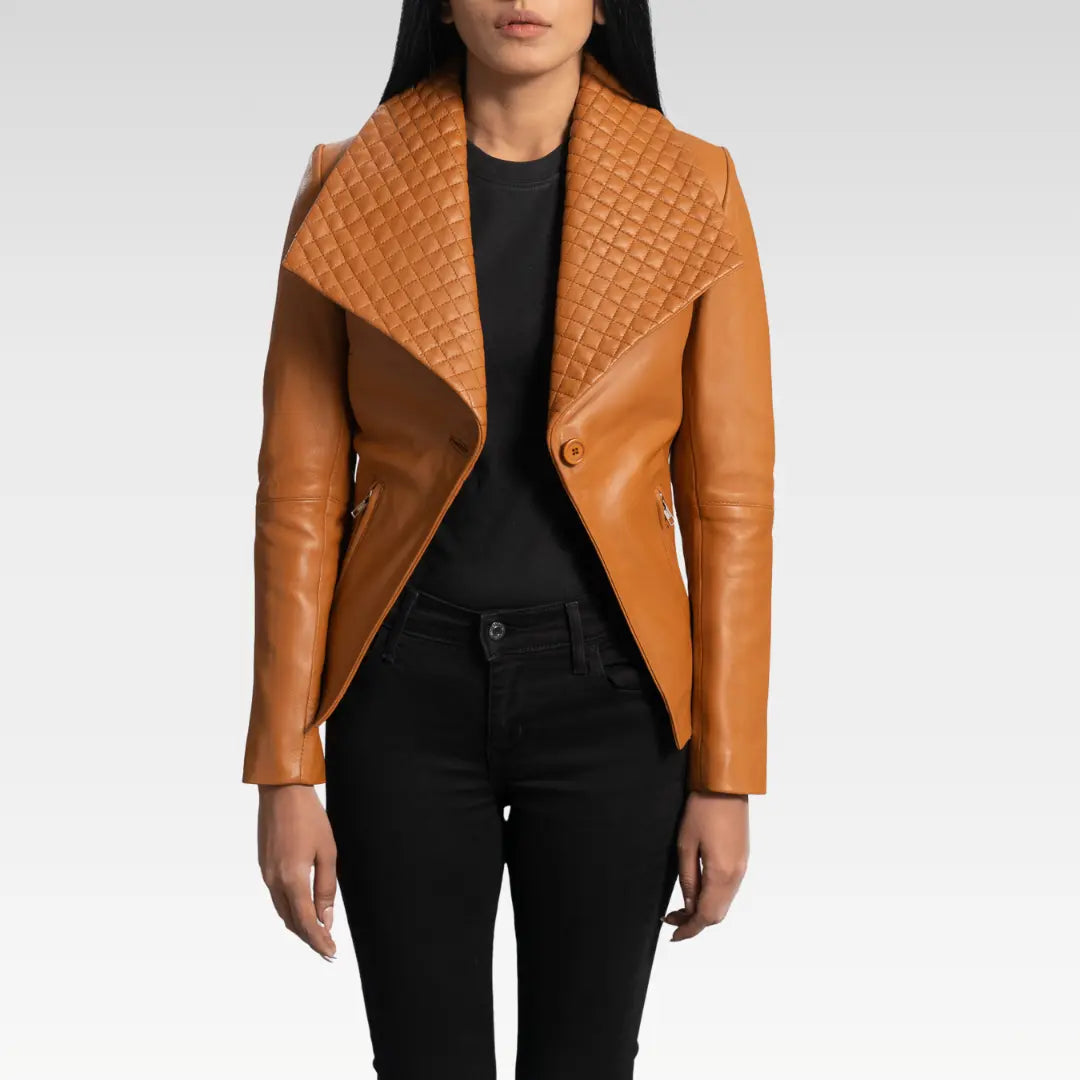 Lee Tan Brown Leather Blazer