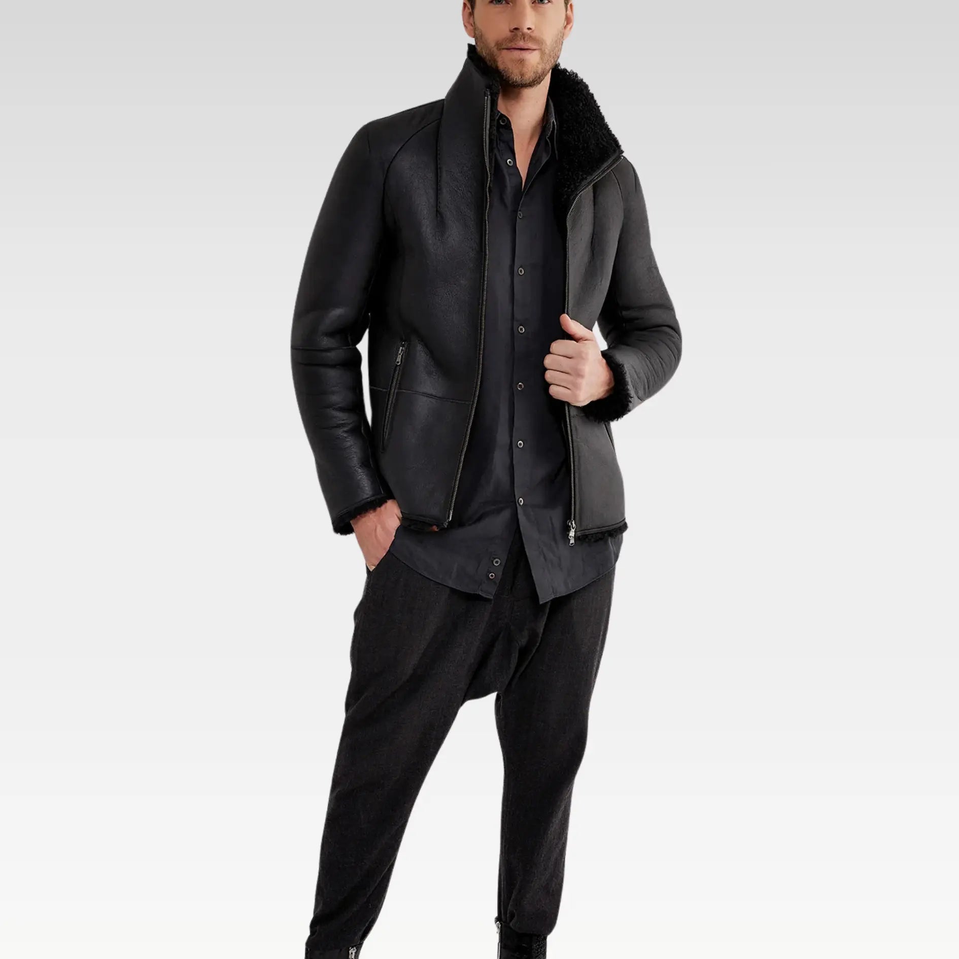 Leo - Black Shearling Jacket
