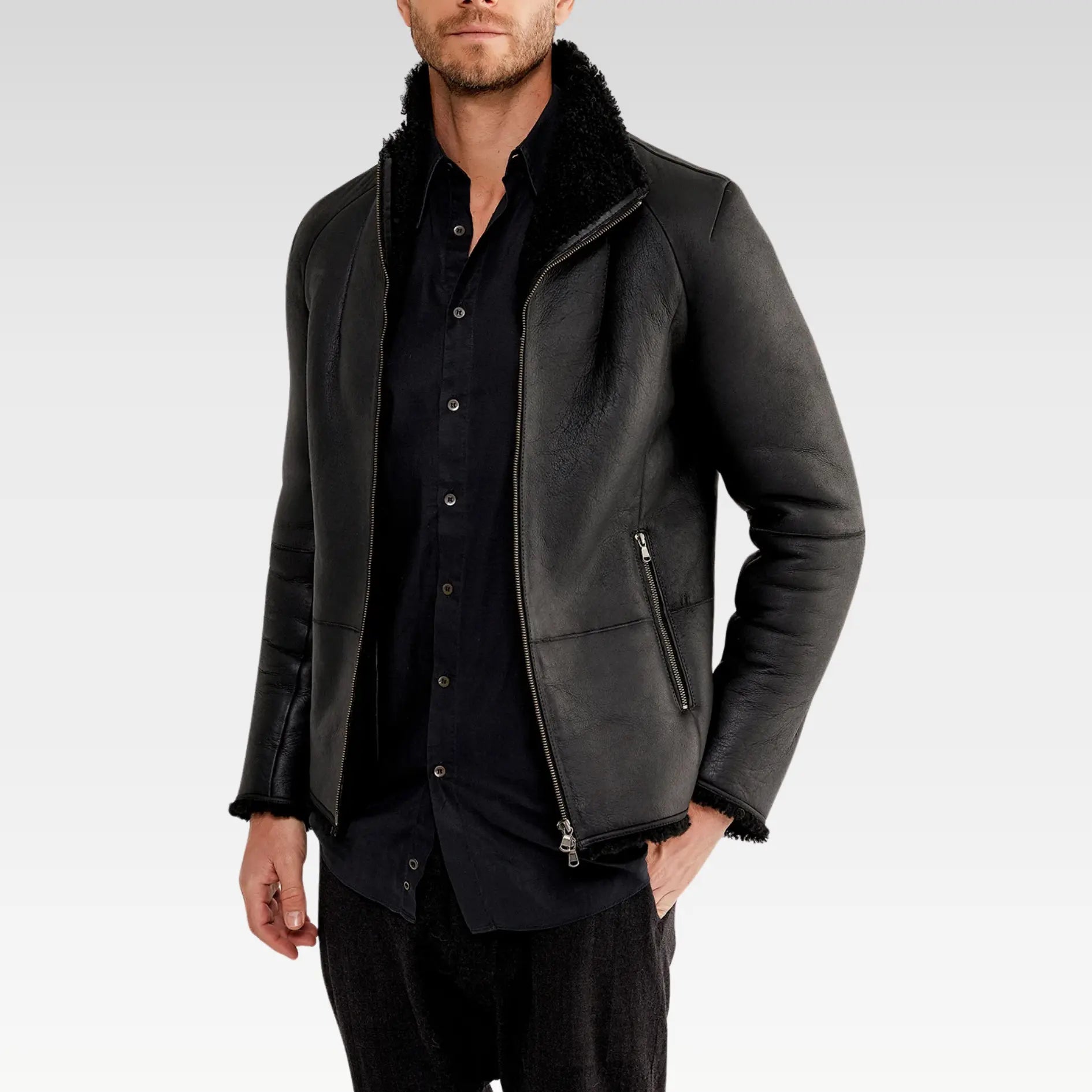 Leo - Black Shearling Jacket