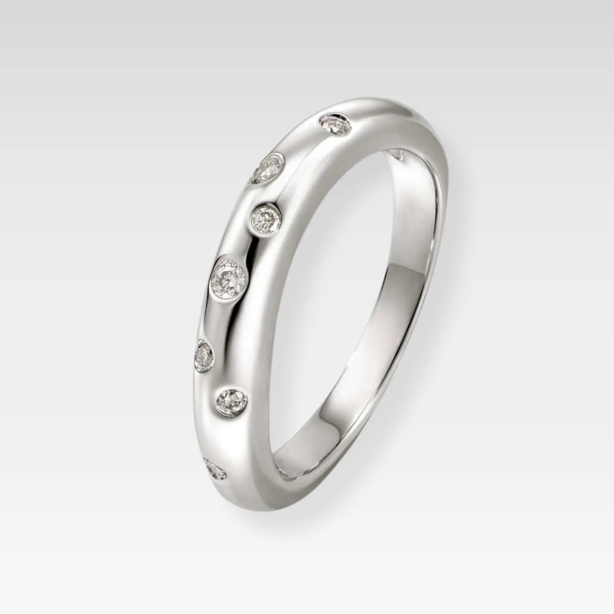 Luna Wave CZ Sterling Silver Band Ring