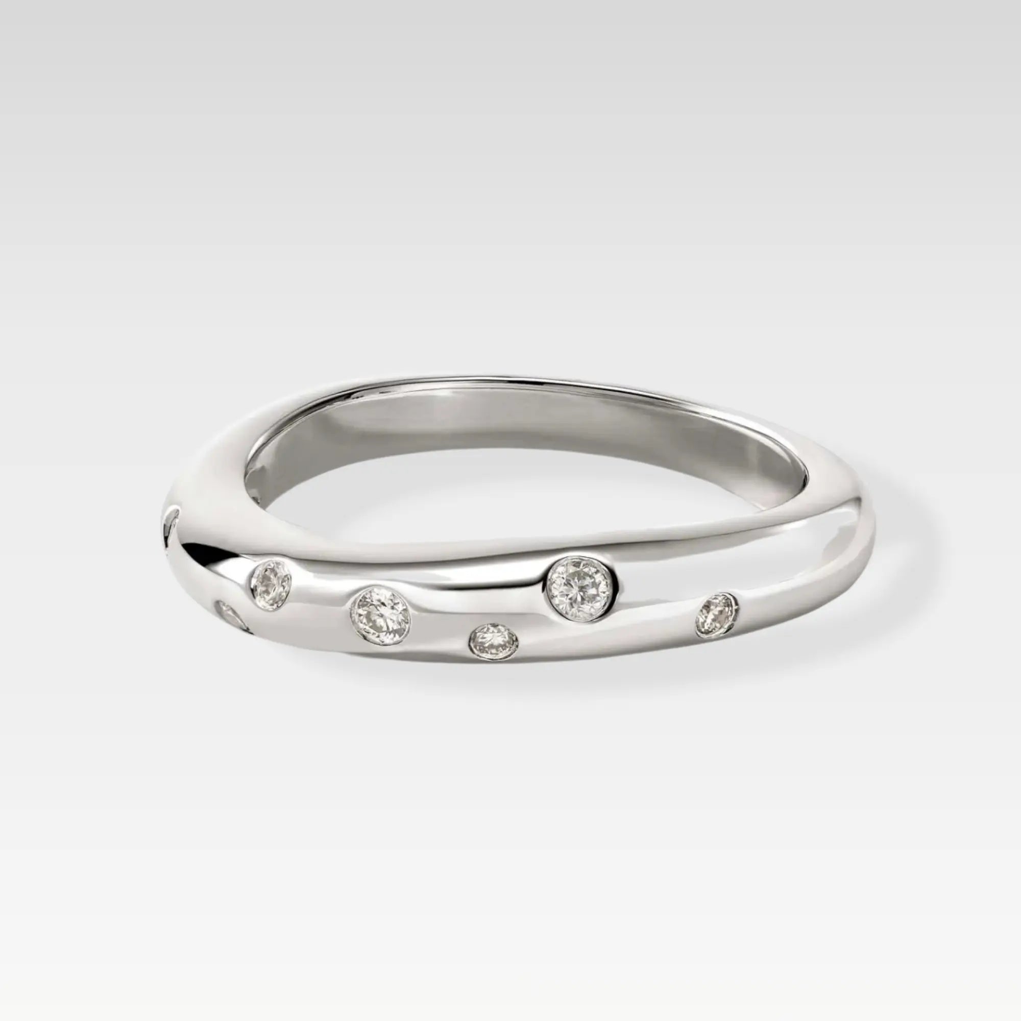 Luna Wave CZ Sterling Silver Band Ring