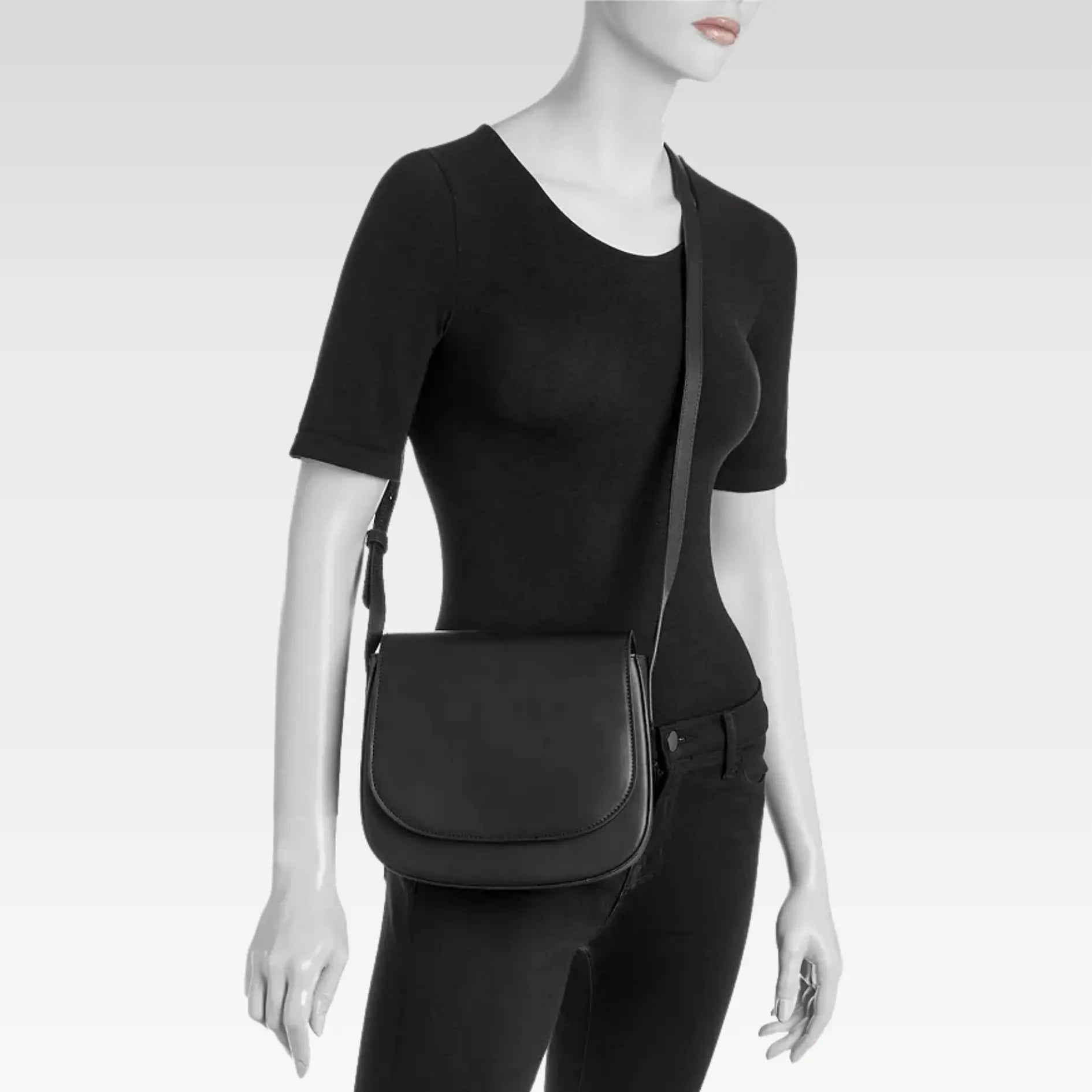 Black Classic Leather Crossbody