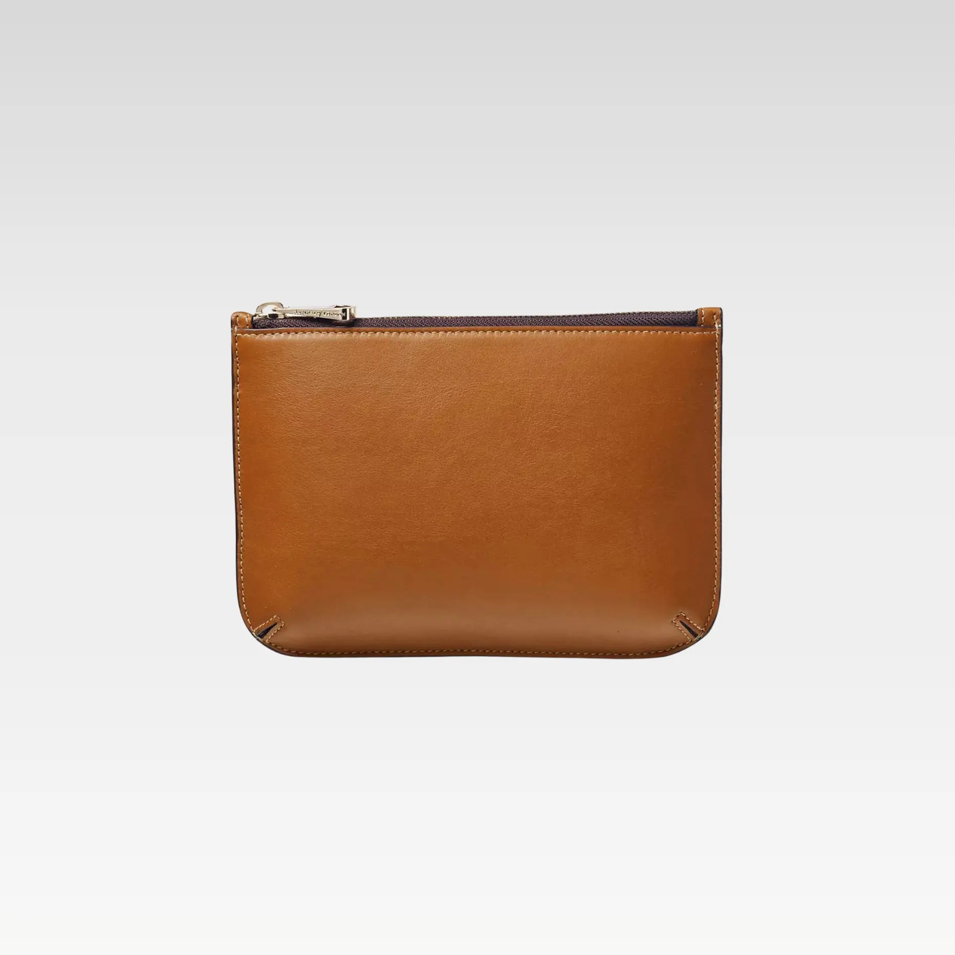 Medium Ella Smooth Leather Pouch, Dove Grey