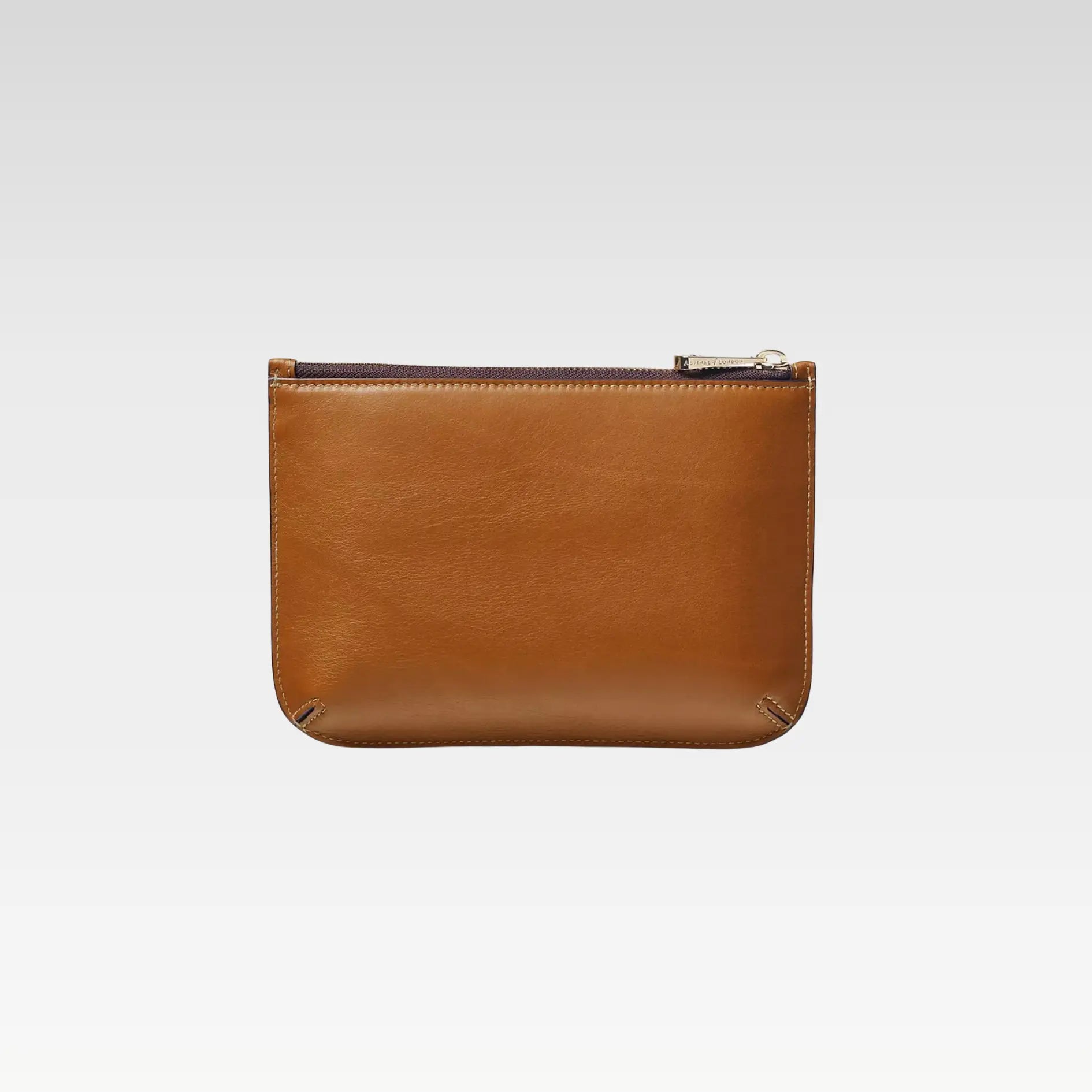 Medium Ella Smooth Leather Pouch, Dove Grey