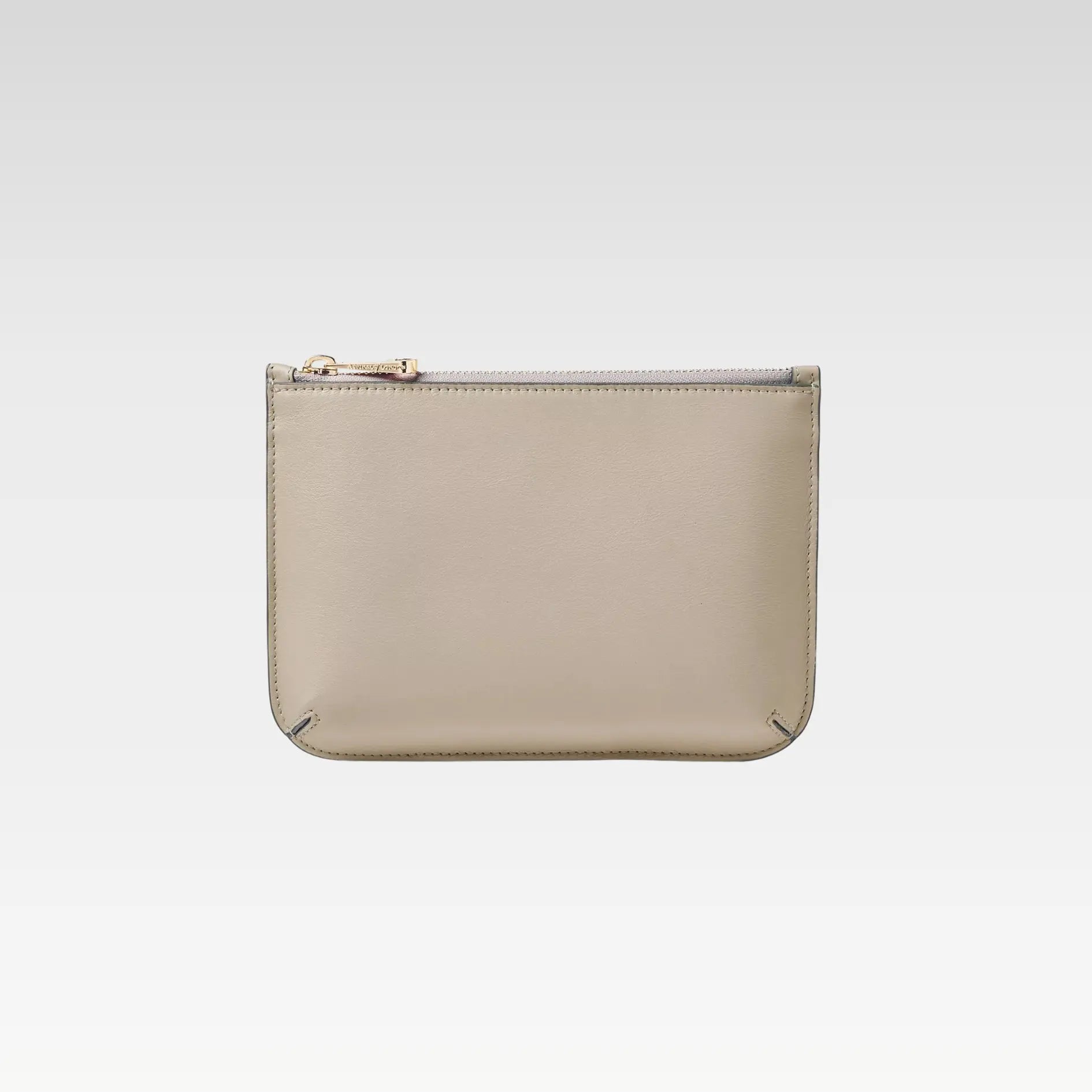 Medium Ella Smooth Leather Pouch, Dove Grey