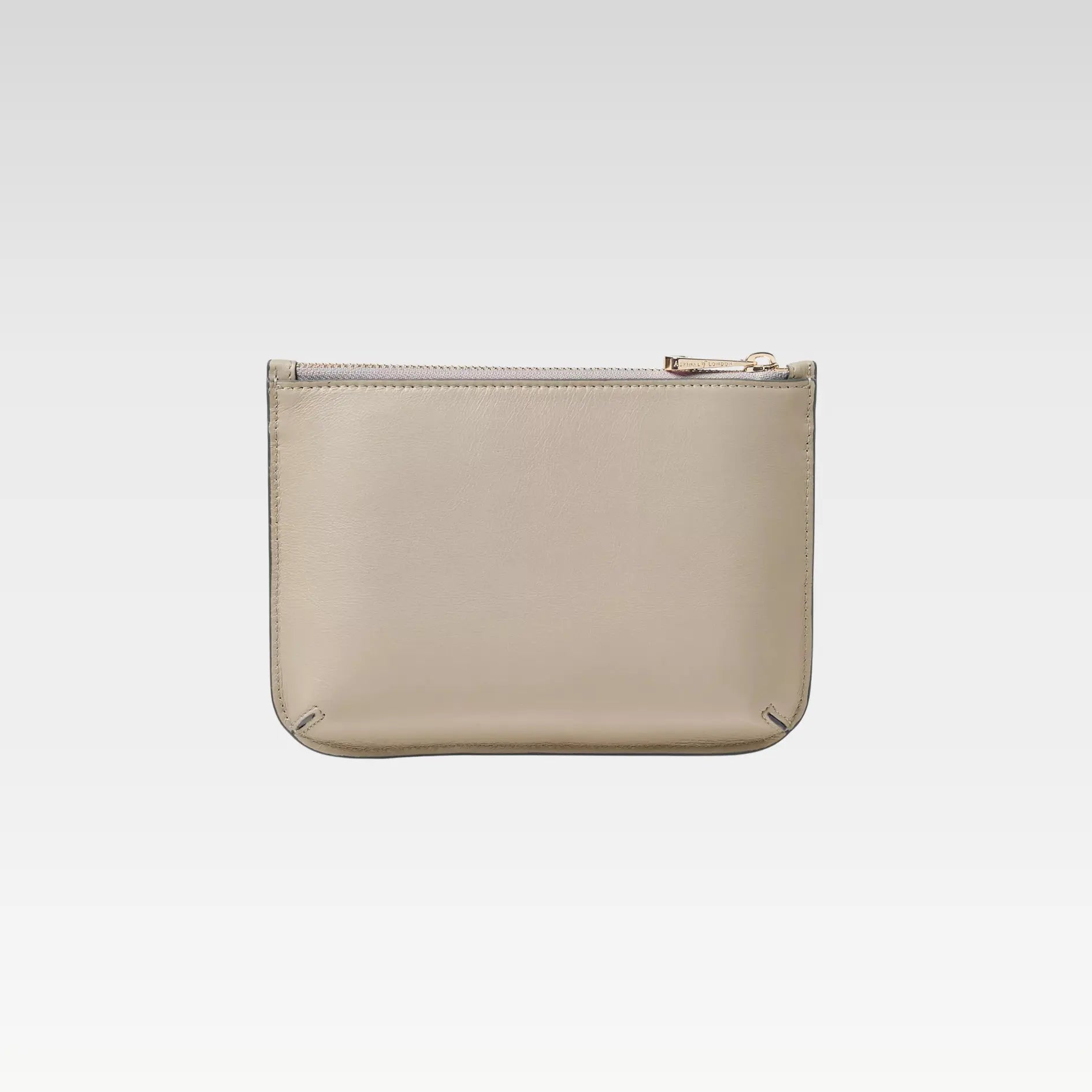 Medium Ella Smooth Leather Pouch, Dove Grey