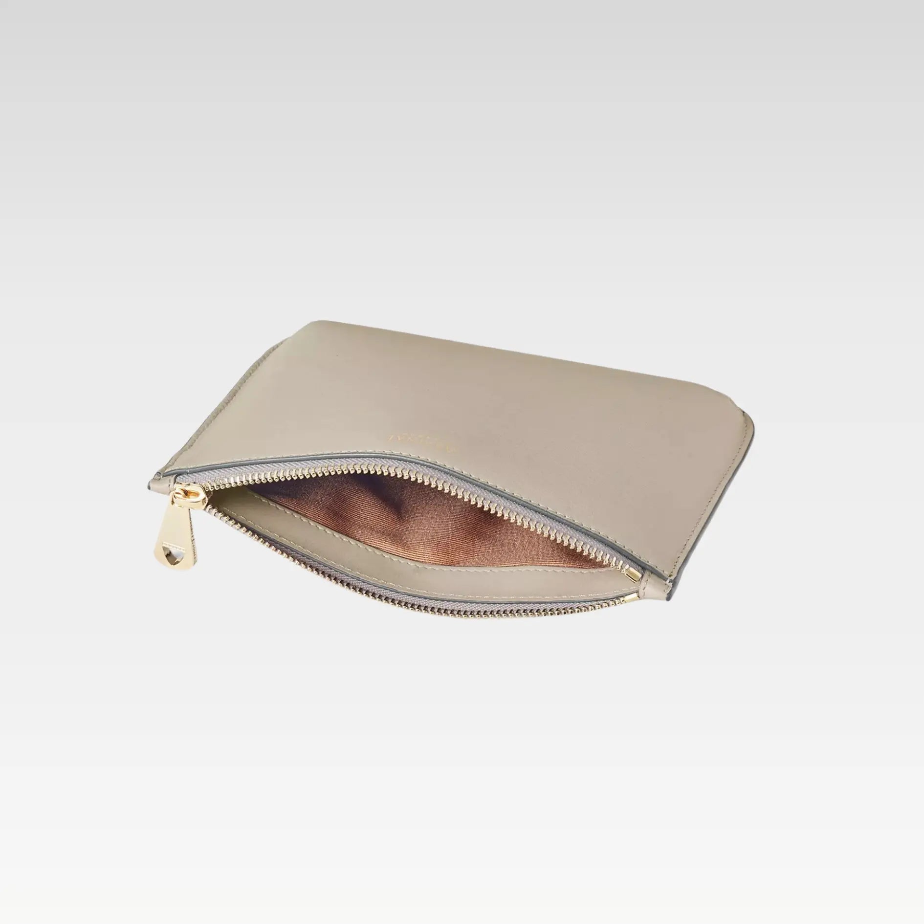 Medium Ella Smooth Leather Pouch, Dove Grey