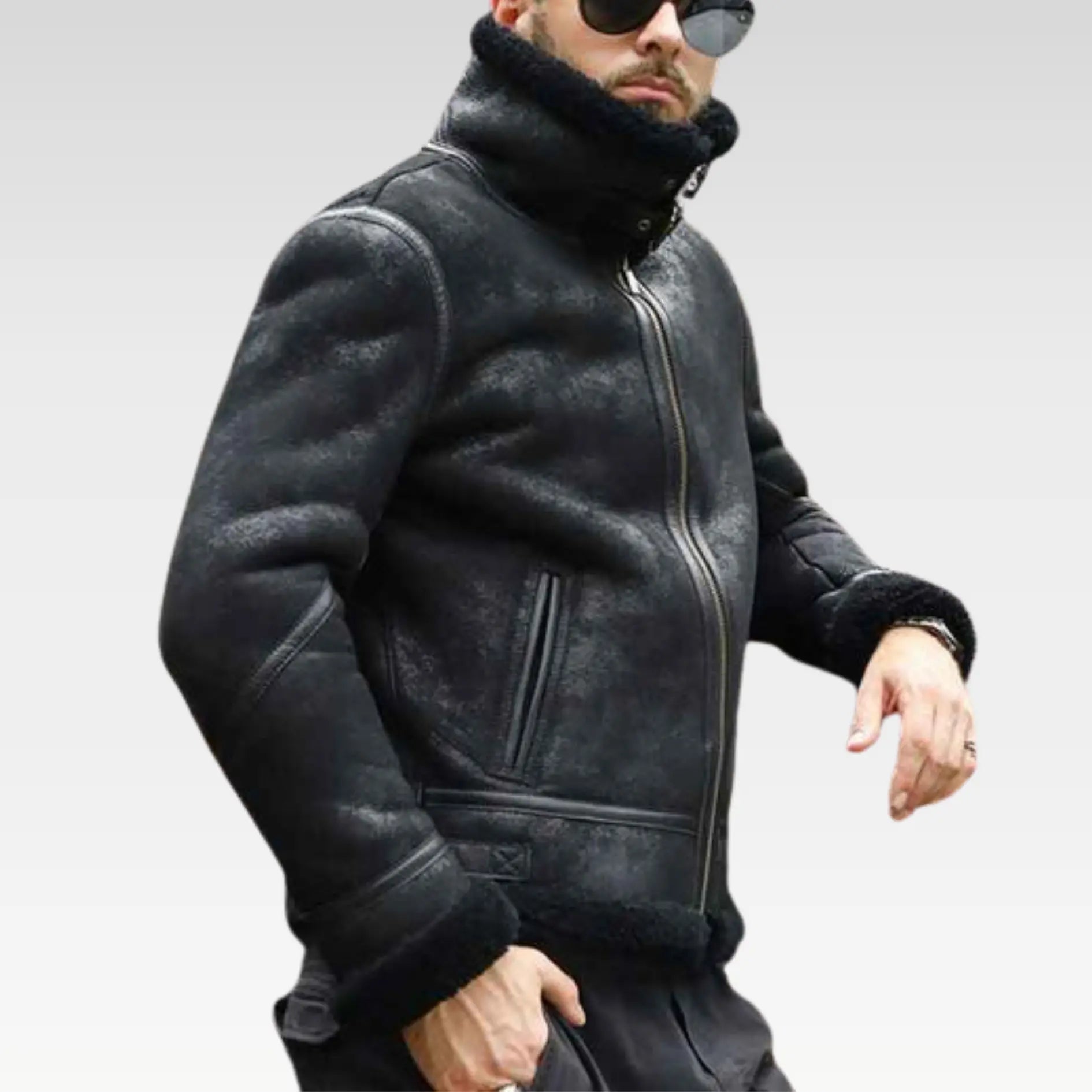 Men B3 Bomber Shearling Sheepskin Real Leather Aviator Jackets