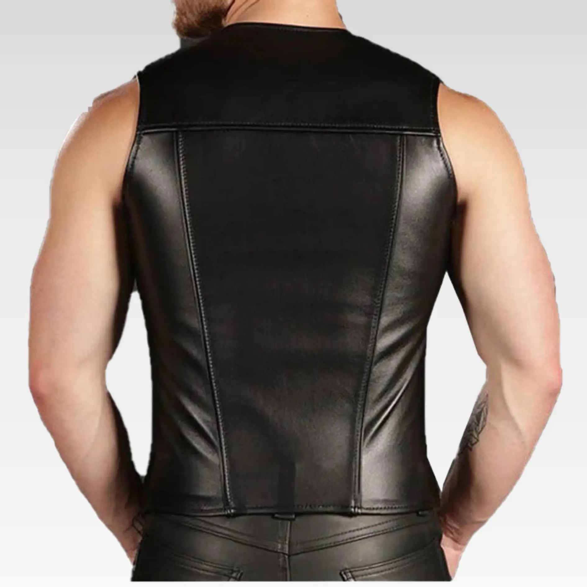 Men's Genuine Leather Sleeveless Vest