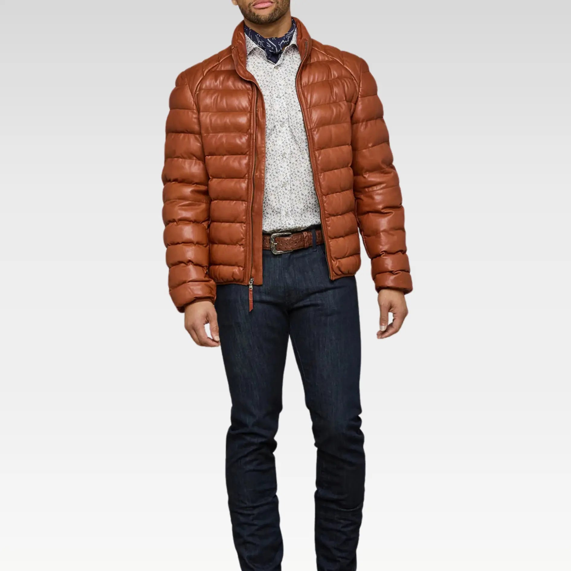 Riven Lambskin Leather Puffer Jacket