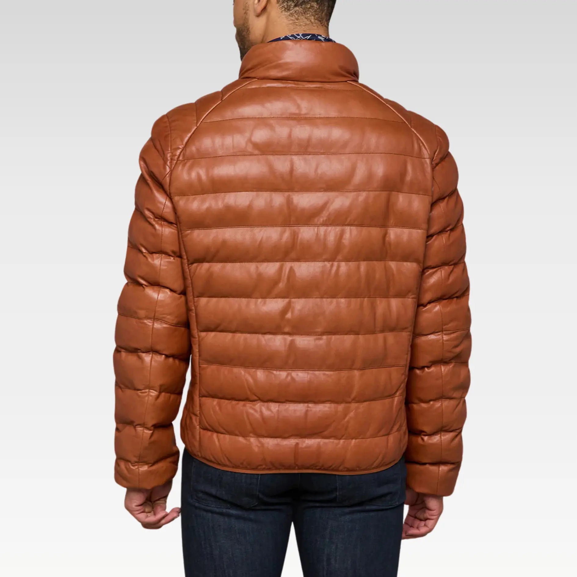 Riven Lambskin Leather Puffer Jacket