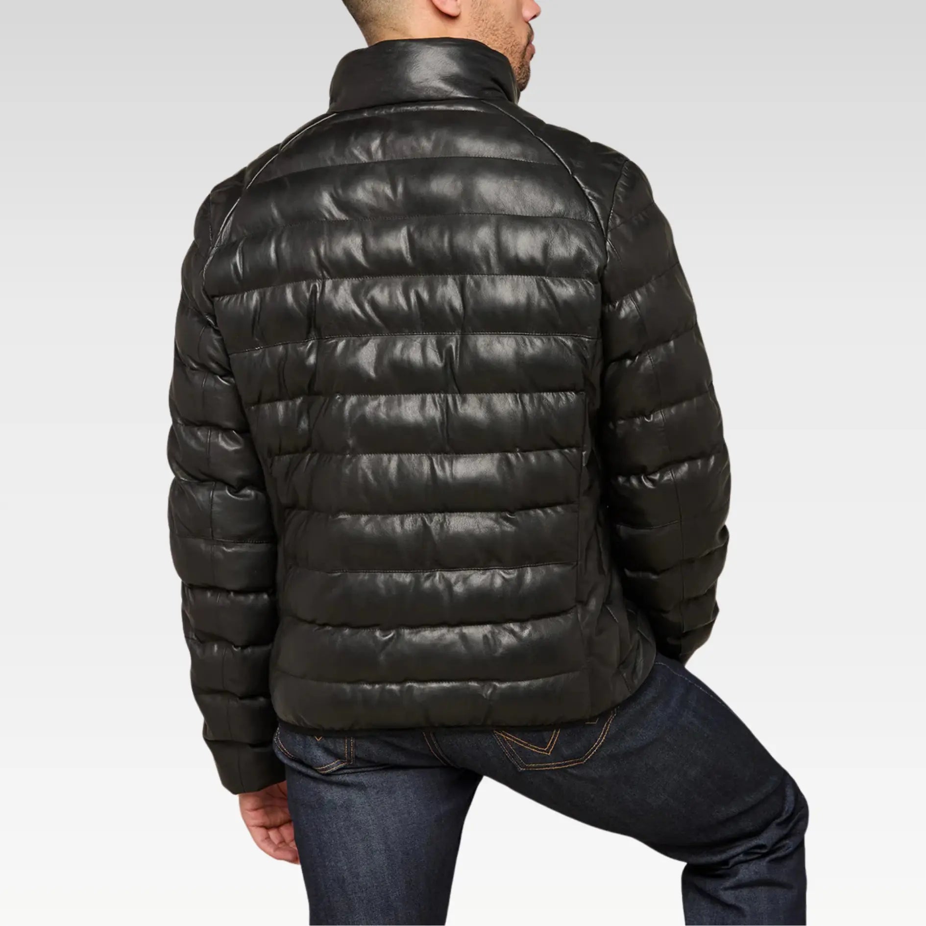 Riven Lambskin Leather Puffer Jacket