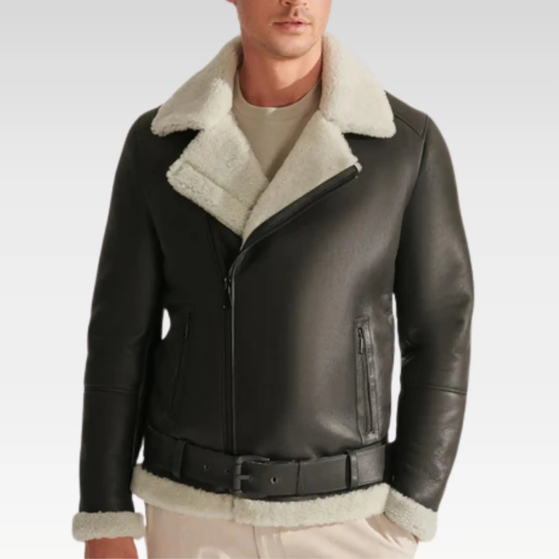 Men's RAF Black B3 Sheepskin Shearling Aviator Jacket