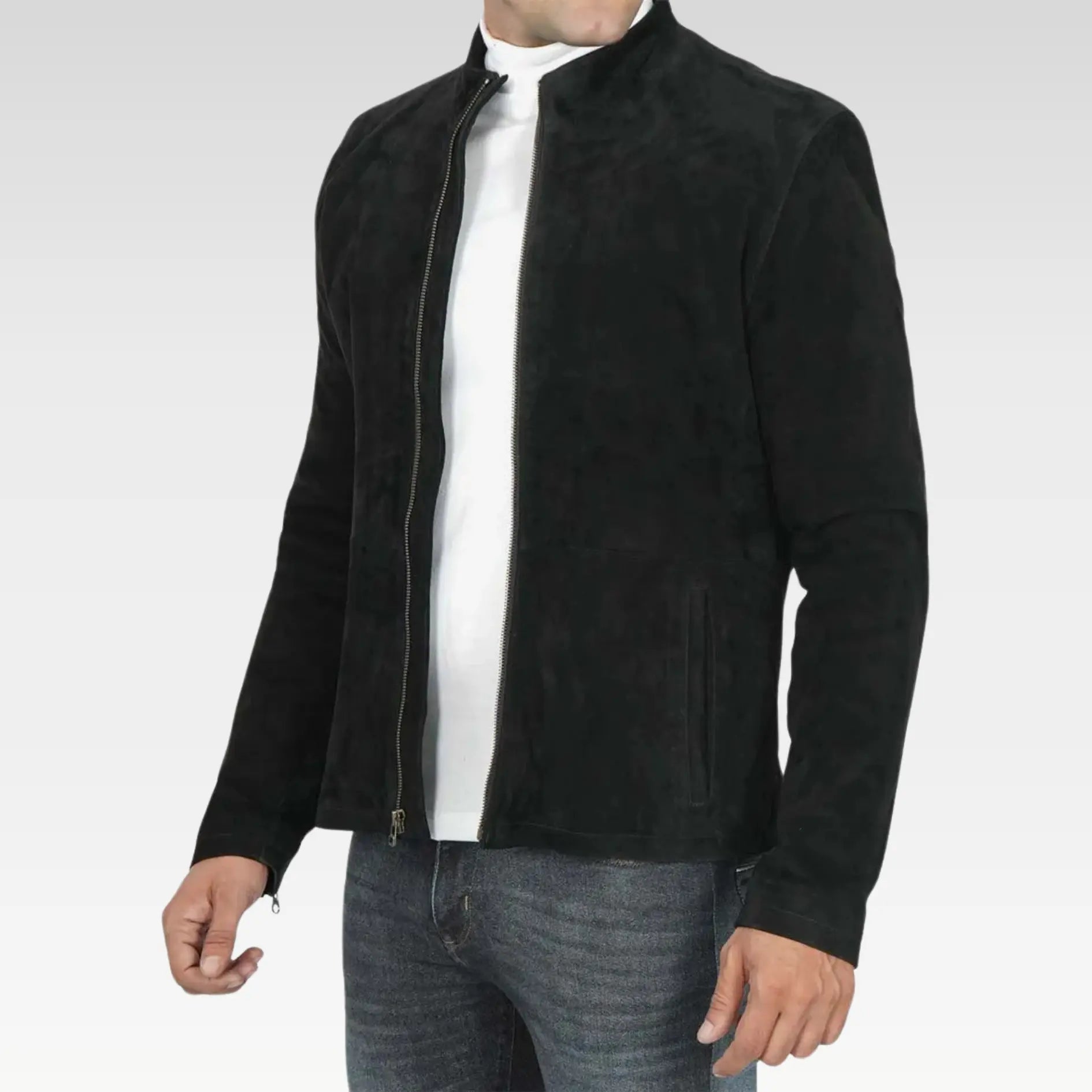 Men's Real Suede Black Biker Jacket