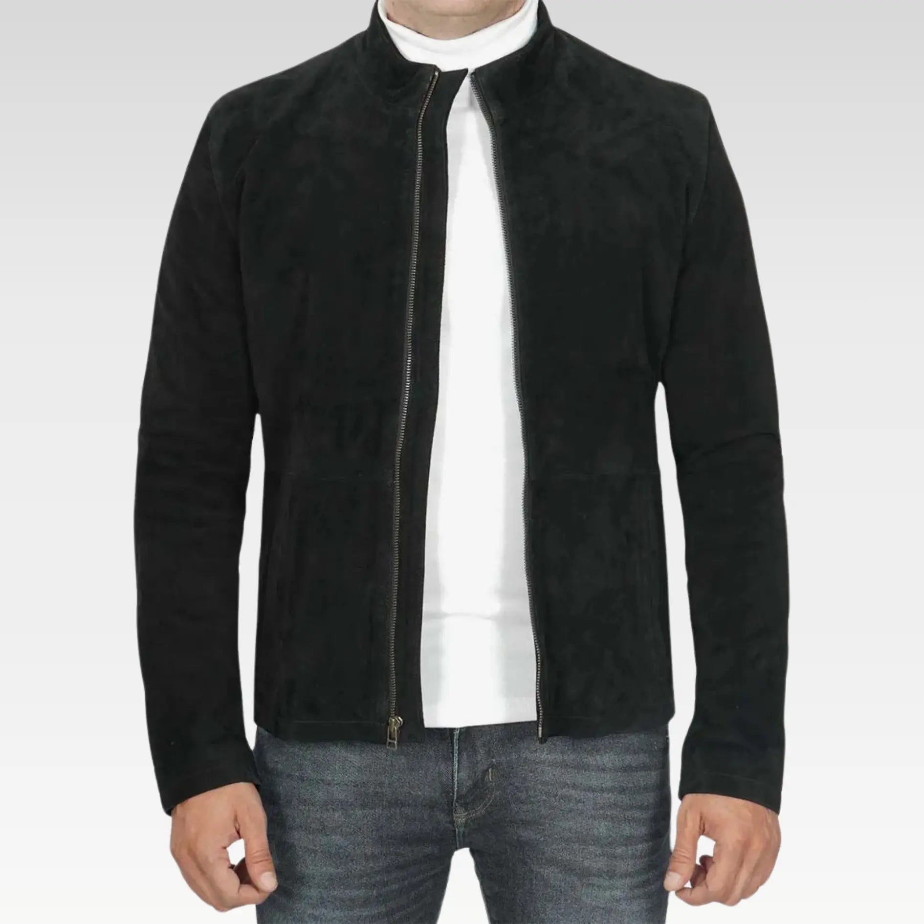 Men's Real Suede Black Biker Jacket