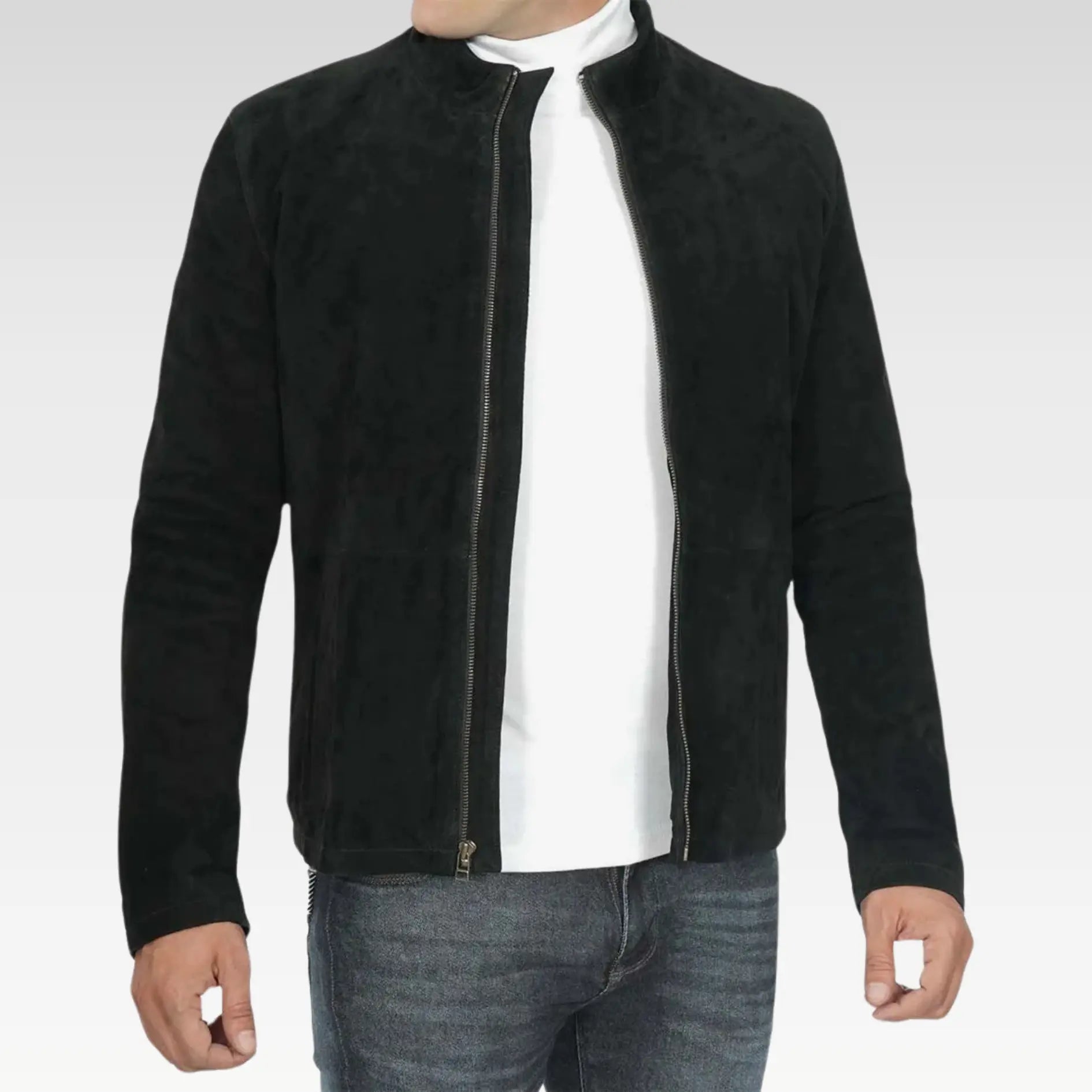Men's Real Suede Black Biker Jacket