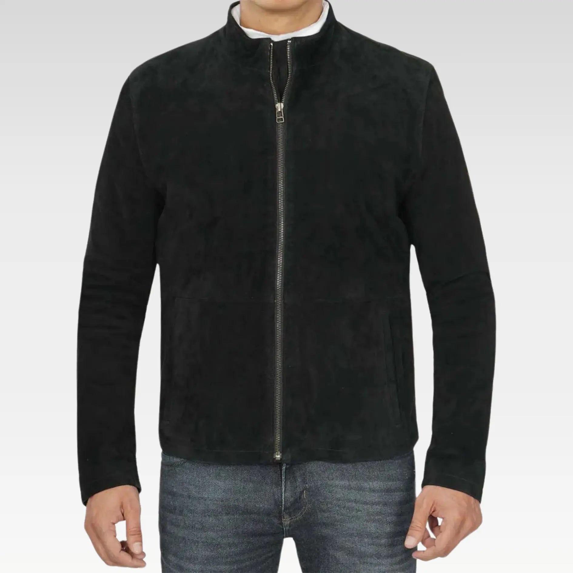 Men's Real Suede Black Biker Jacket