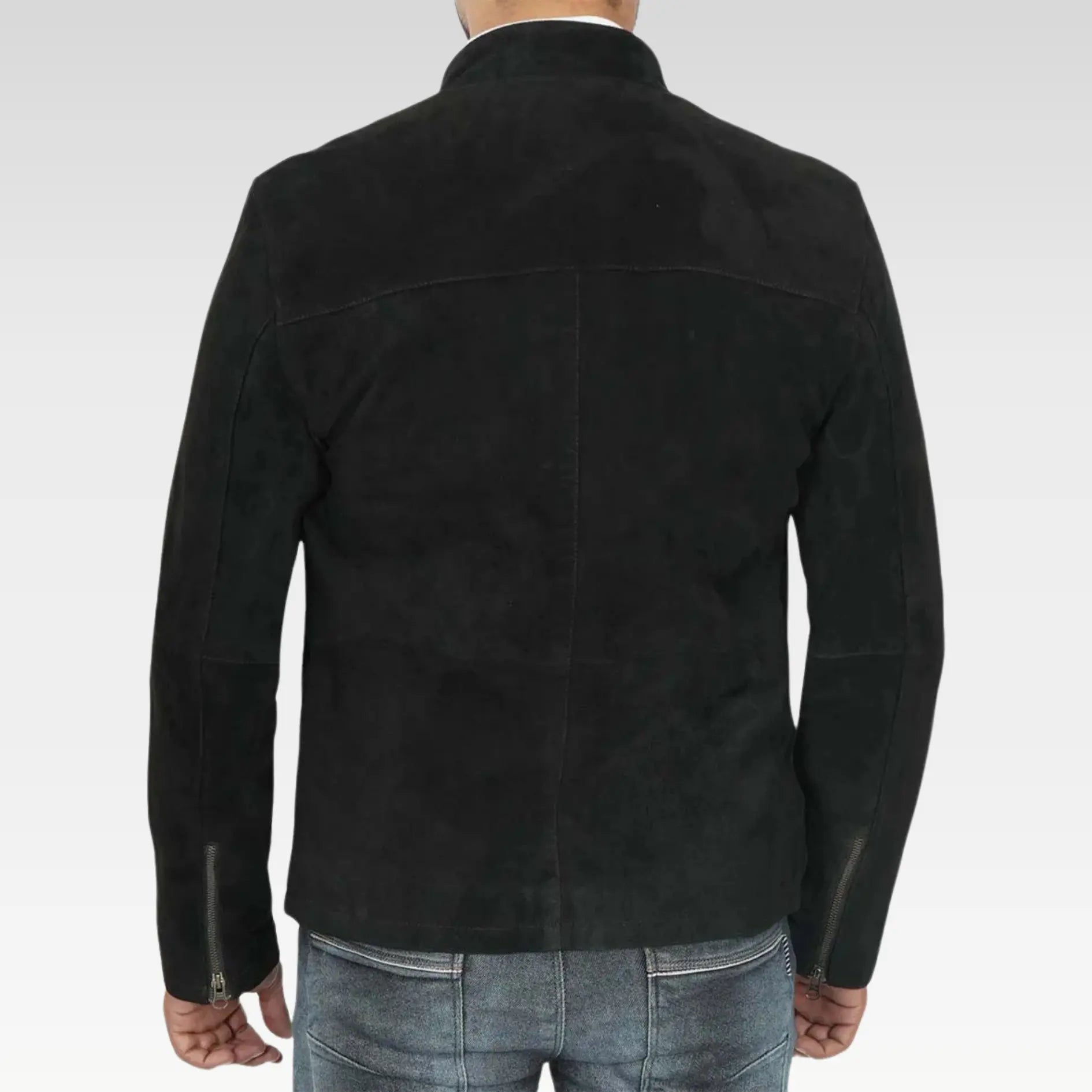 Men's Real Suede Black Biker Jacket