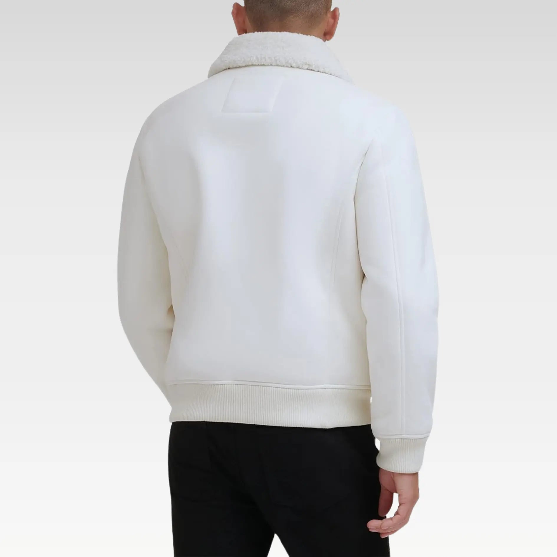 Men's Shearling Bomber Jacket with Fur Collar and Fur Coat