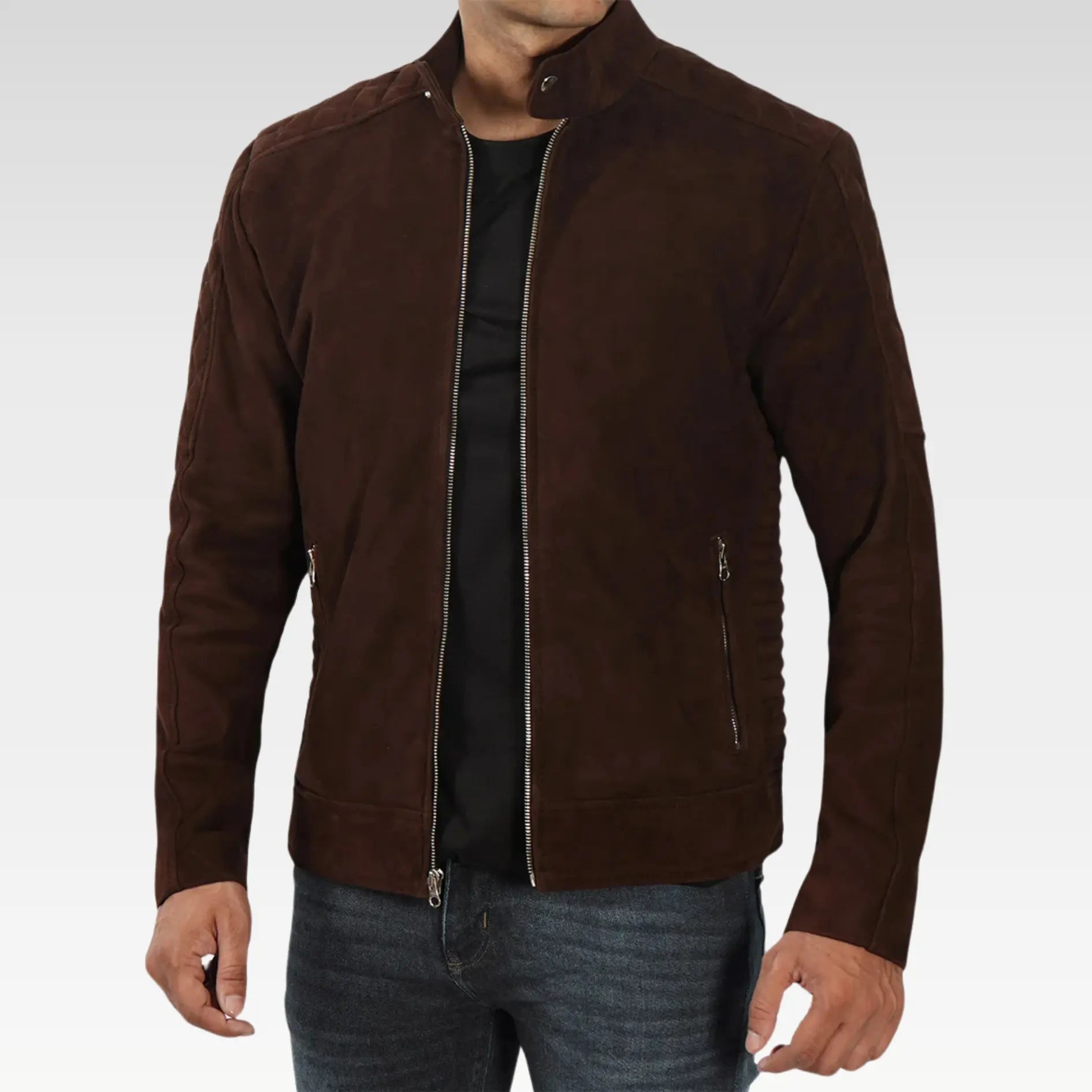 Men's Top Notch Dark Brown Suede Jacket