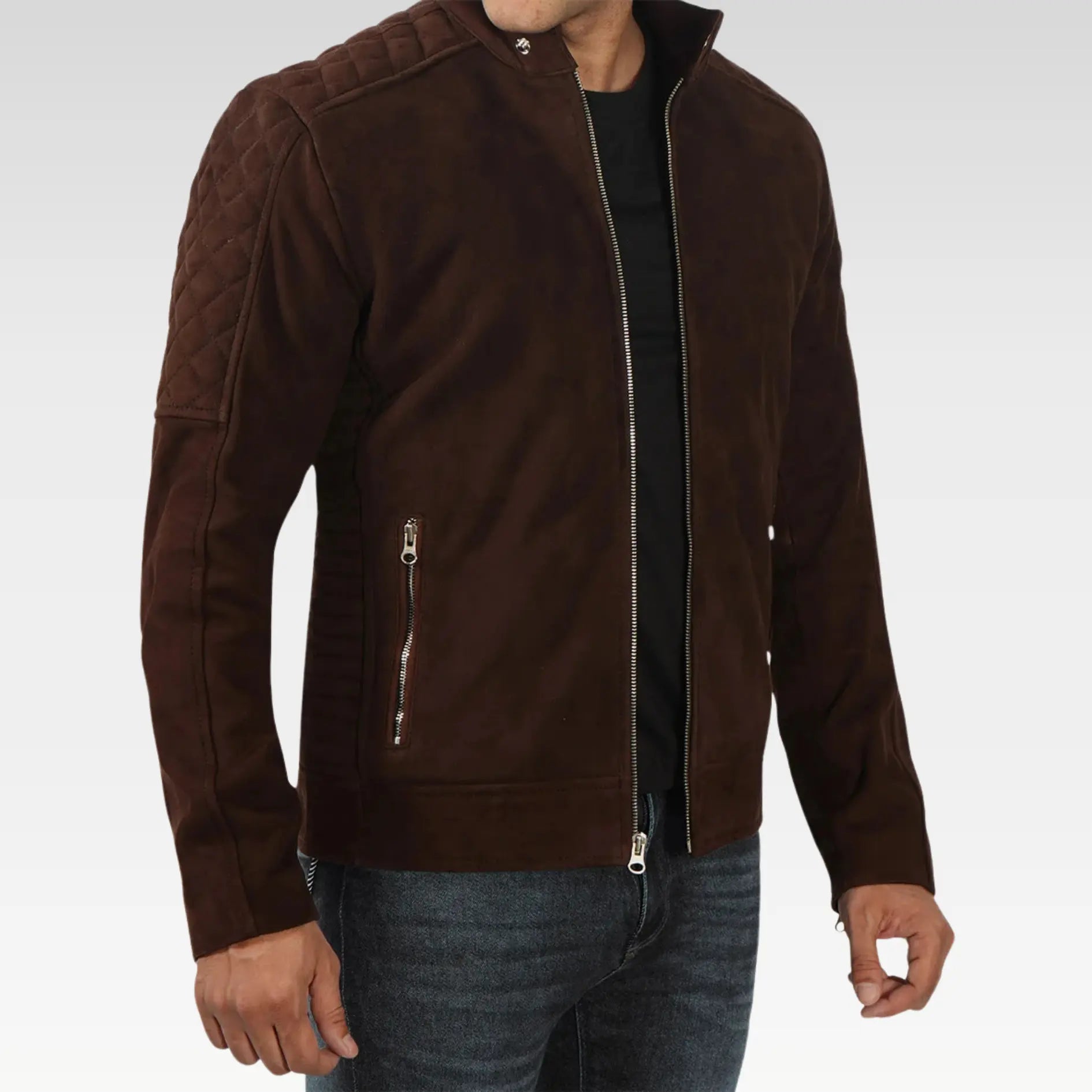 Men's Top Notch Dark Brown Suede Jacket