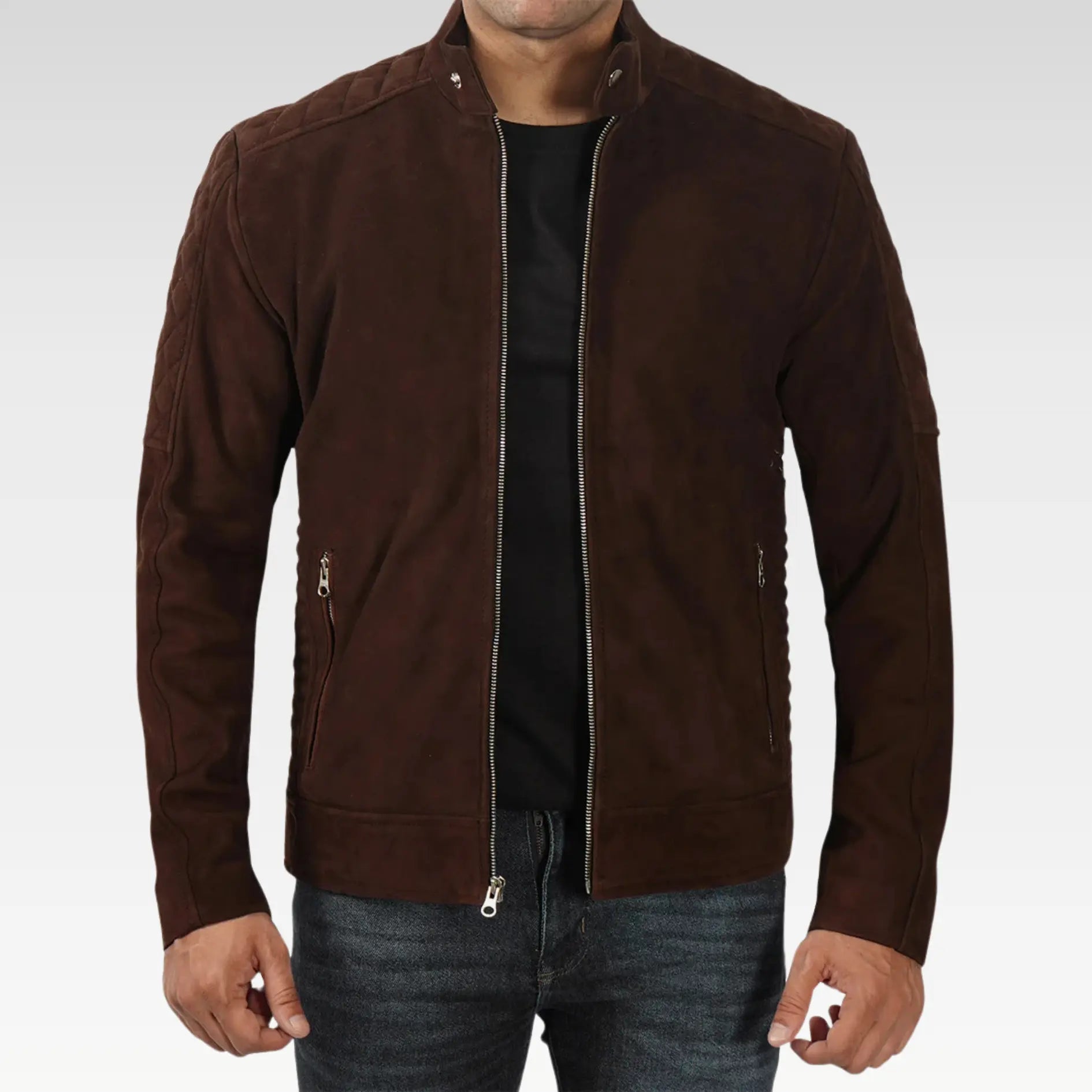 Men's Top Notch Dark Brown Suede Jacket