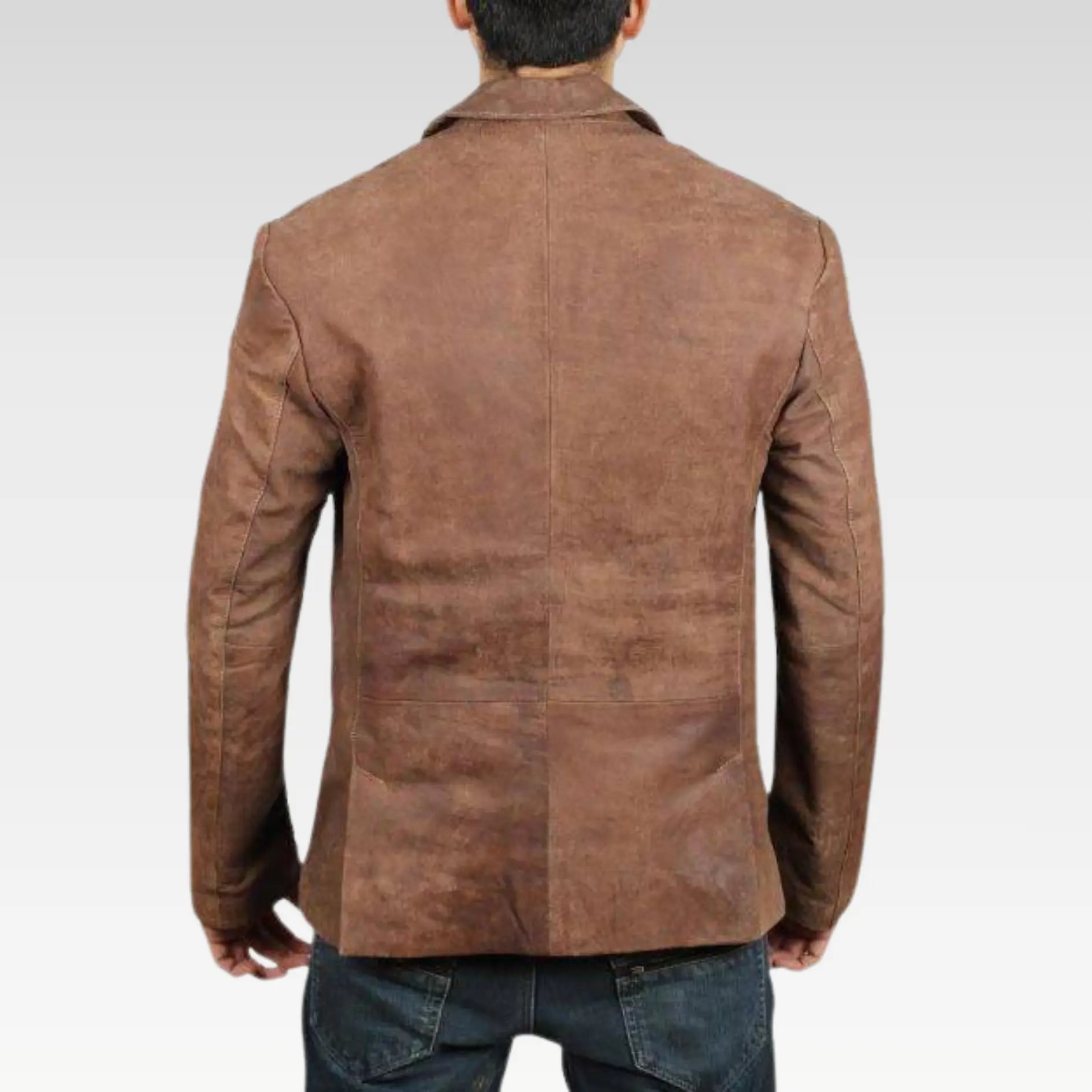 Men’s Two Button Brown Leather Blazer | Premium Quality Blazer