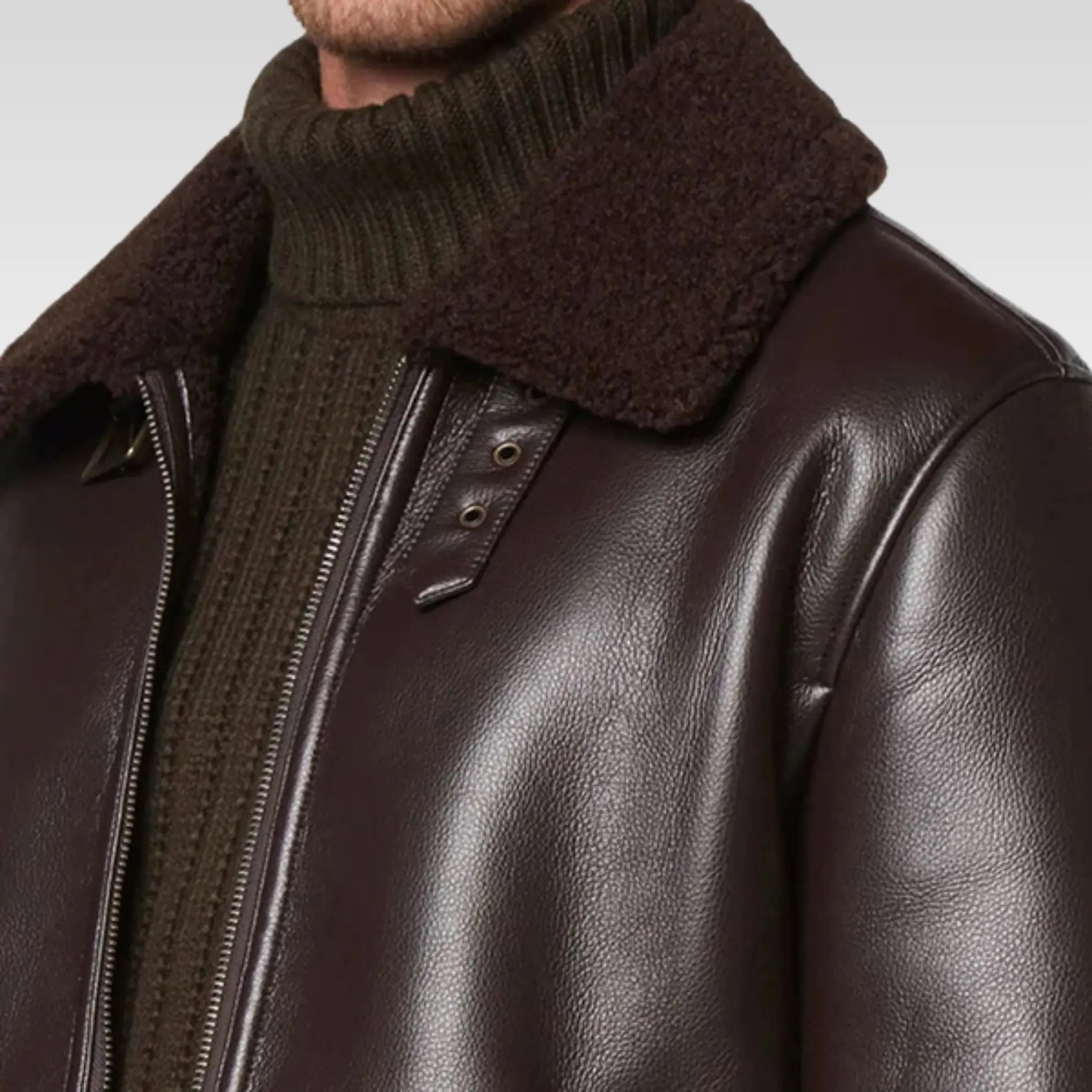 Mens Brown Leather Pilot Jacket